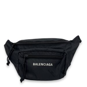 Logo Belt Bag Black in Canvas, Silver hardware