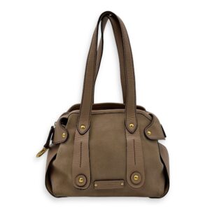 Gancini Beige Shoulder Bag in Suede Leather, Gold hardware