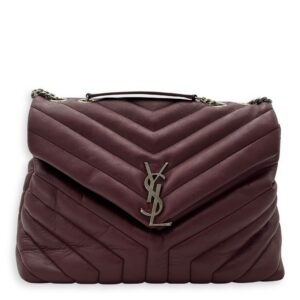 Loulou Crossbody Bag Medium Red in Calfskin, Silver hardware