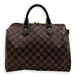 Speedy Bandouliere Top Handle Bag 30 Brown in Coated Canvas, Gold hardware