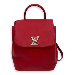 Lock Me Backpack Red in Taurillon Leather, Silver hardware