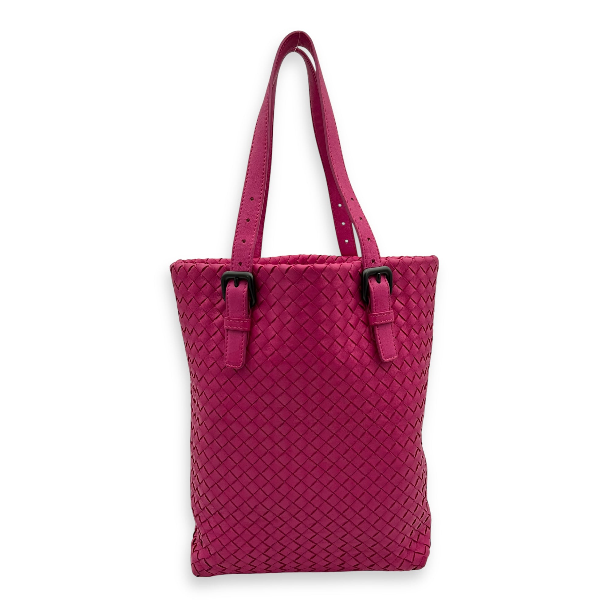 Intrecciato Shoulder Bag Pink in Lambskin, Gunmetal hardware