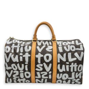 Stephen Sprouse Keepall 50 Brown Duffle Bag in Coated Canvas, Gold hardware