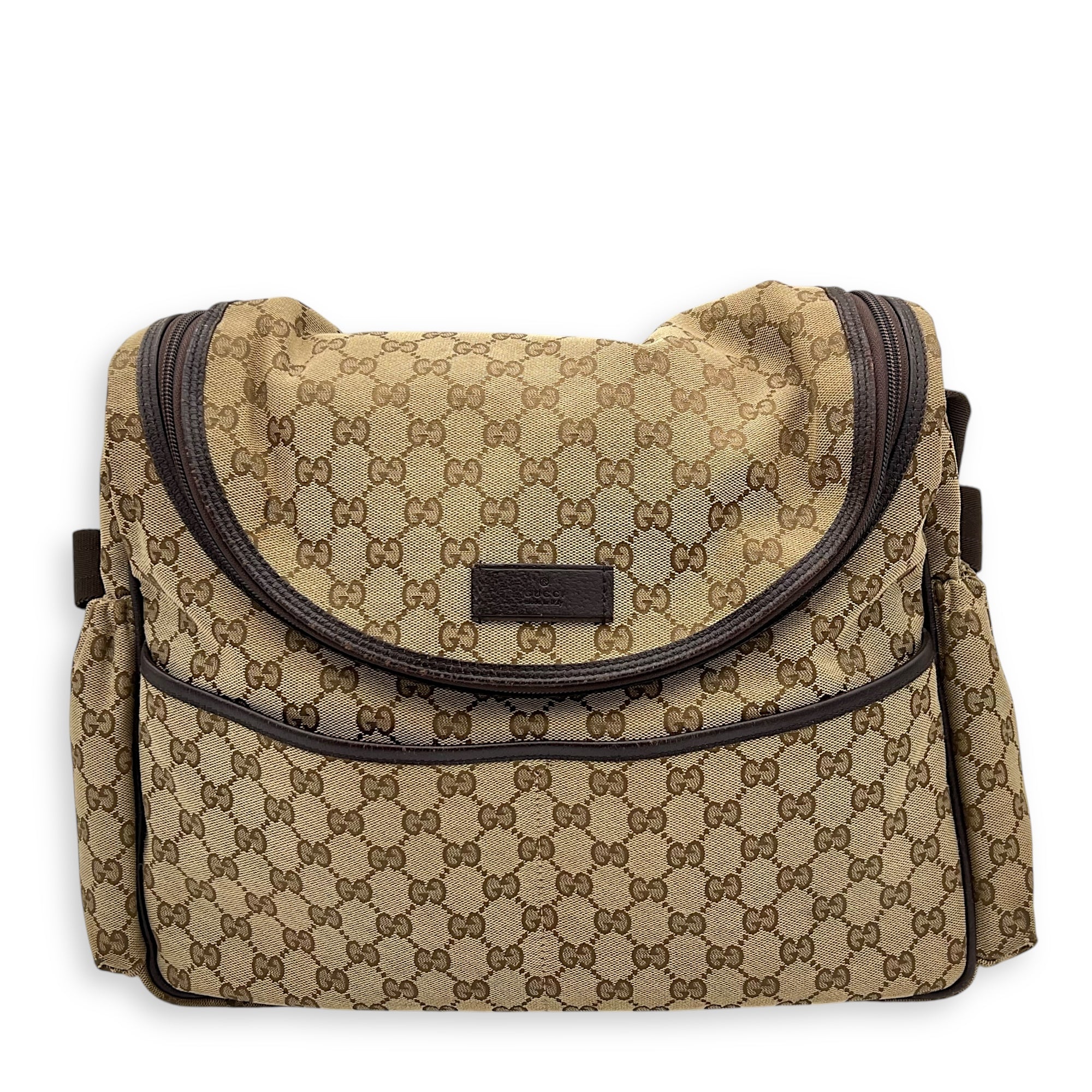 GG Shoulder Bag Brown in Canvas, Silver hardware