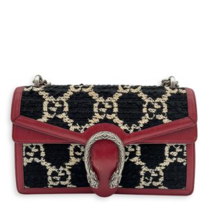 Dionysus Small Black Shoulder Bag in Tweed, Silver hardware
