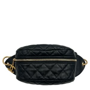 CC Quilted Belt Bag Black in Calfskin, Gold hardware