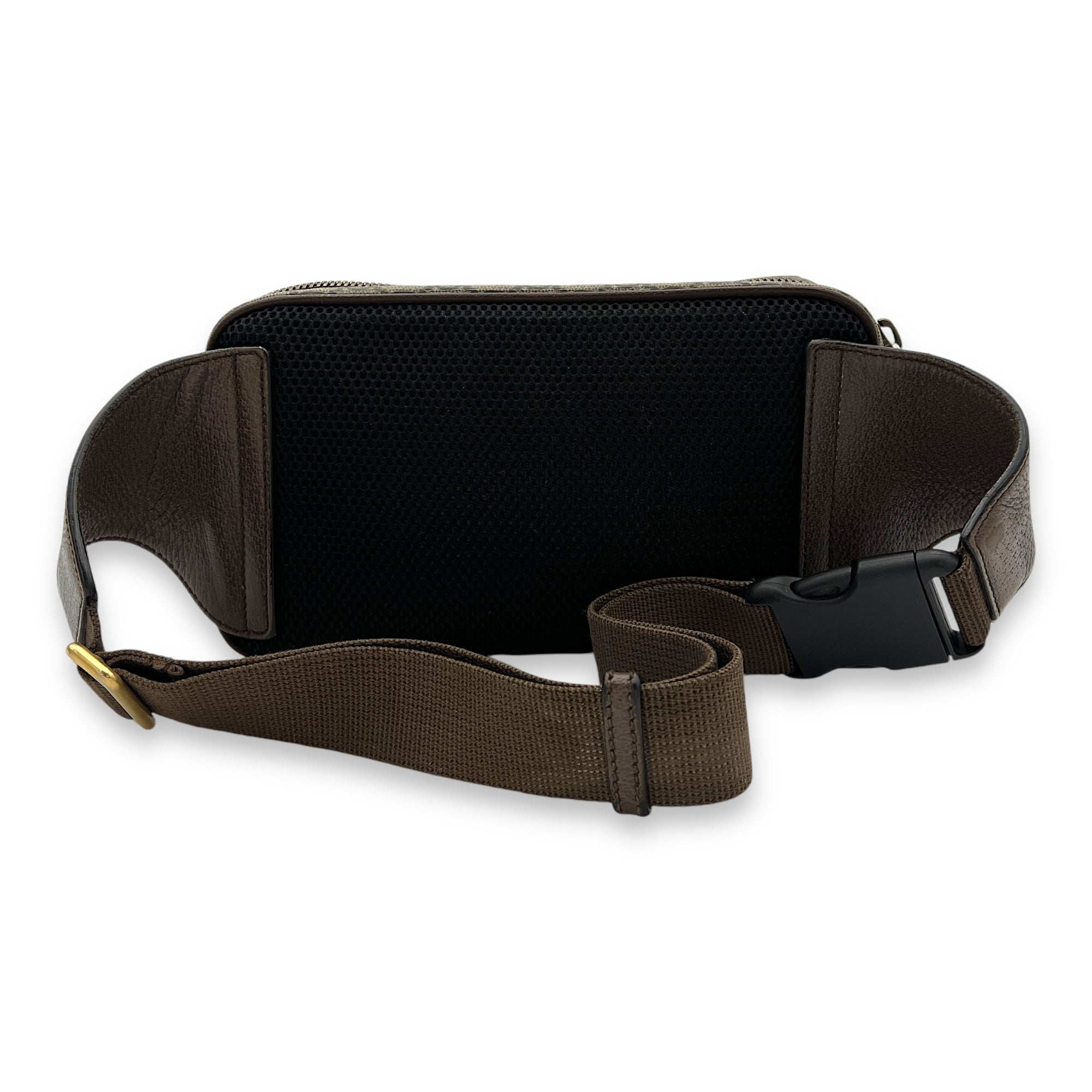 Ophidia Crossbody Bag Brown in Coated Canvas, Gold hardware - Image 3