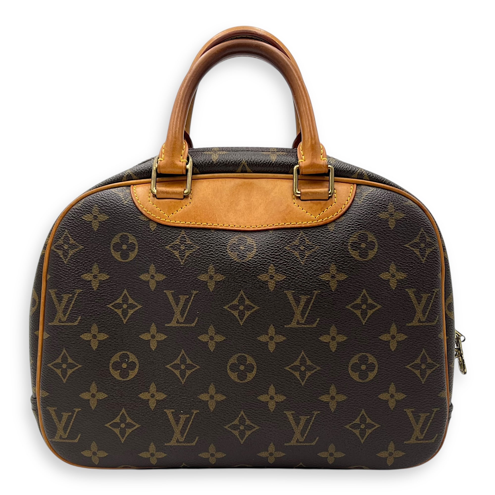 Trouville PM Brown Top Handle Bag in Monogram Coated Canvas, Gold hardware - Image 3
