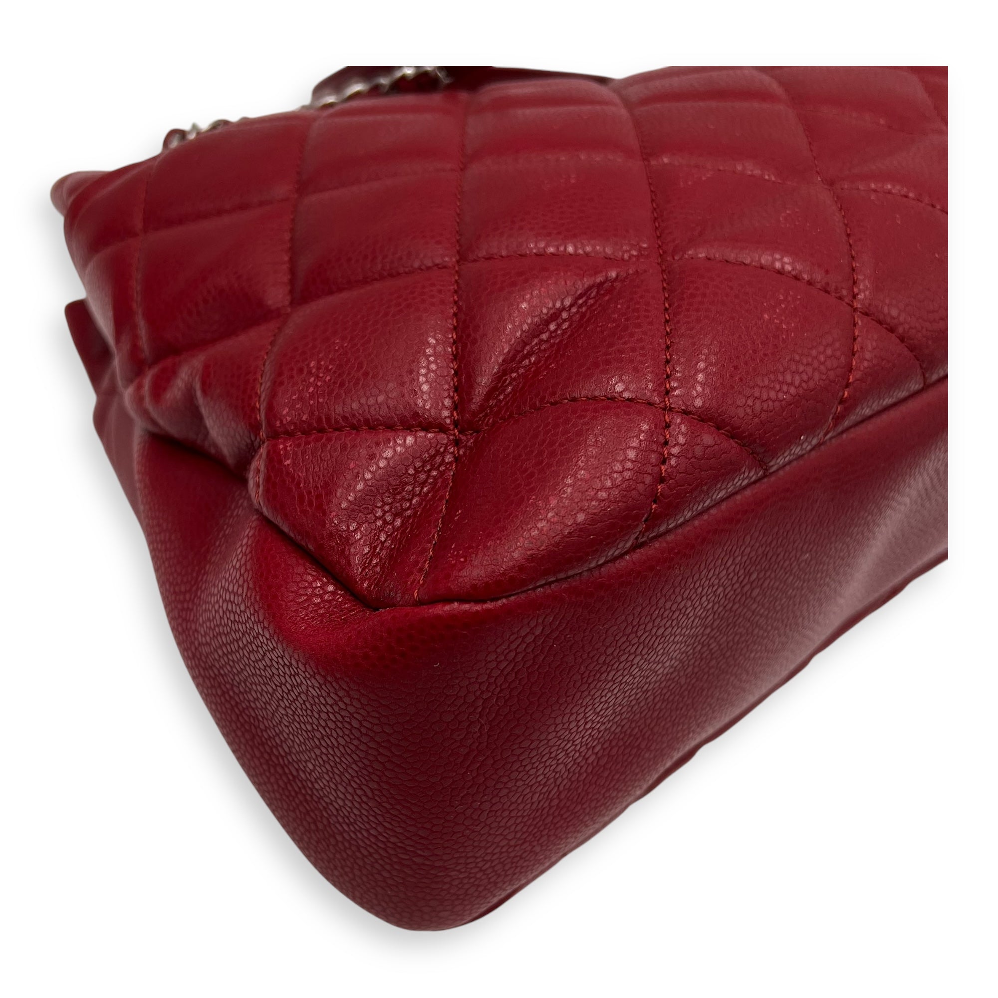 CC Shoulder Bag Red in Caviar Leather, Silver hardware - Image 15