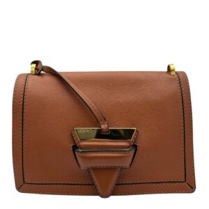 Barcelona Crossbody Bag Brown in Calfskin, Gold hardware