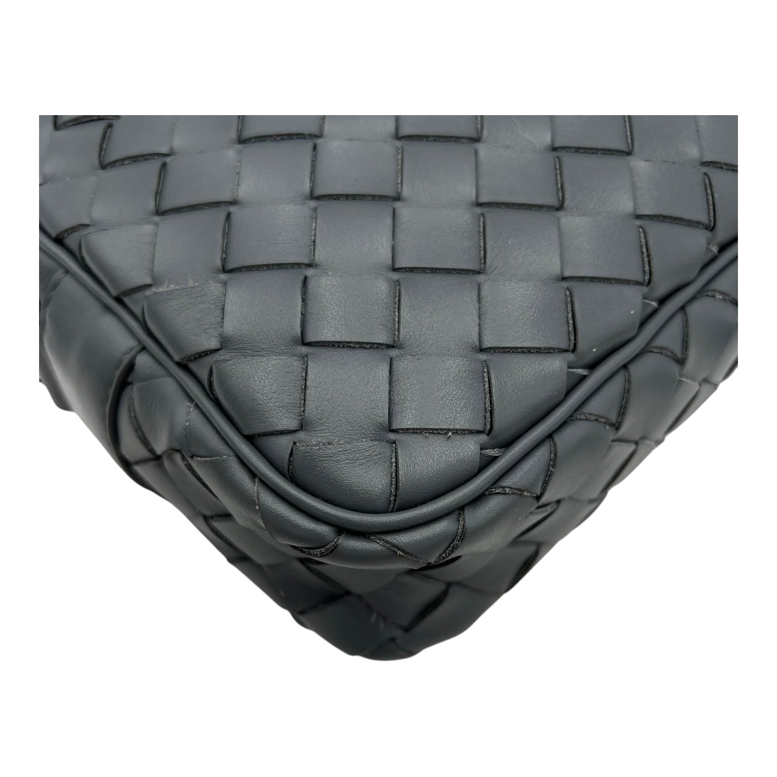 Intrecciato Crossbody Bag Grey in Calfskin, Silver hardware - Image 9