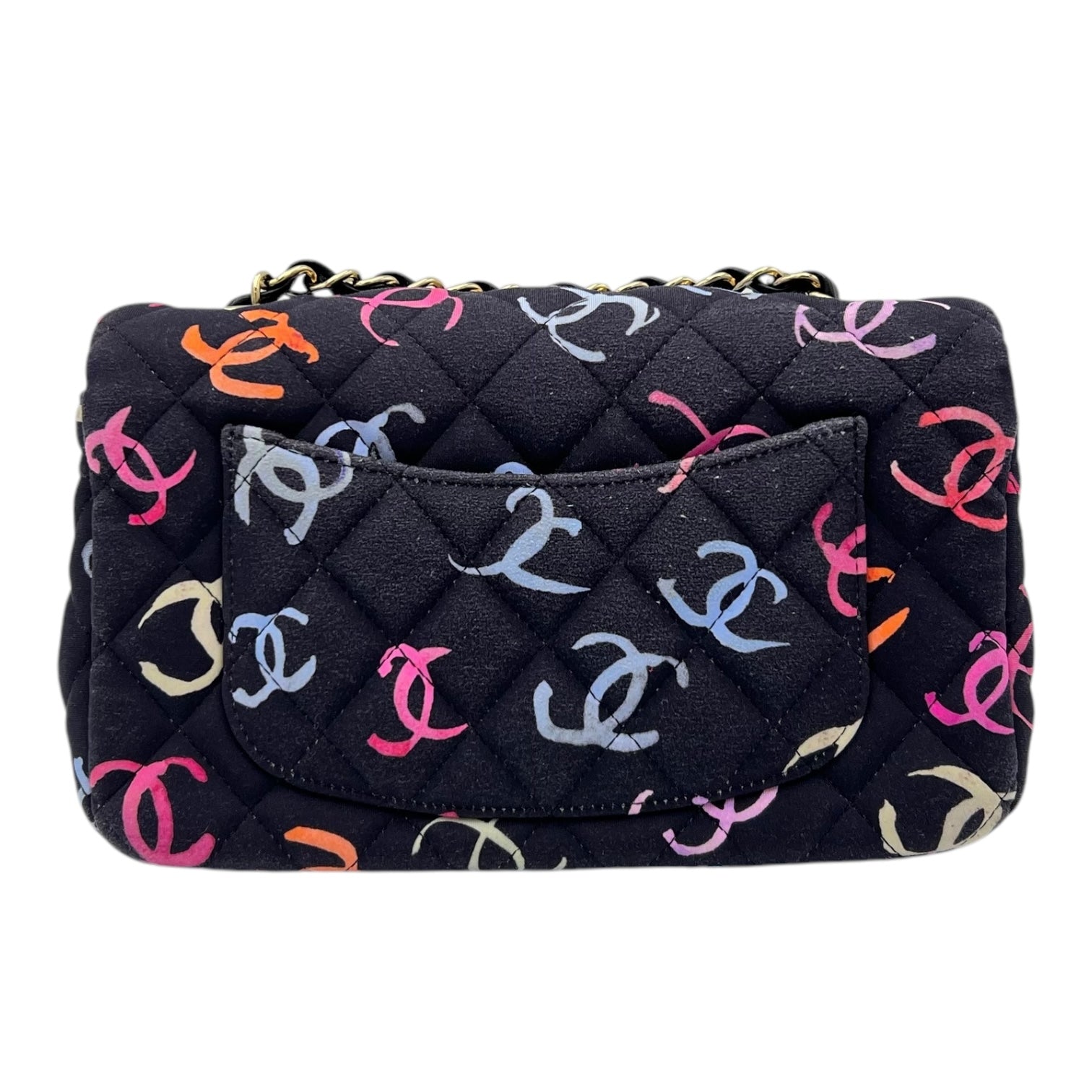 2024 Rectangle Mini Flap Multi-colour Shoulder Bag in Fabric, Gold hardware - Image 3