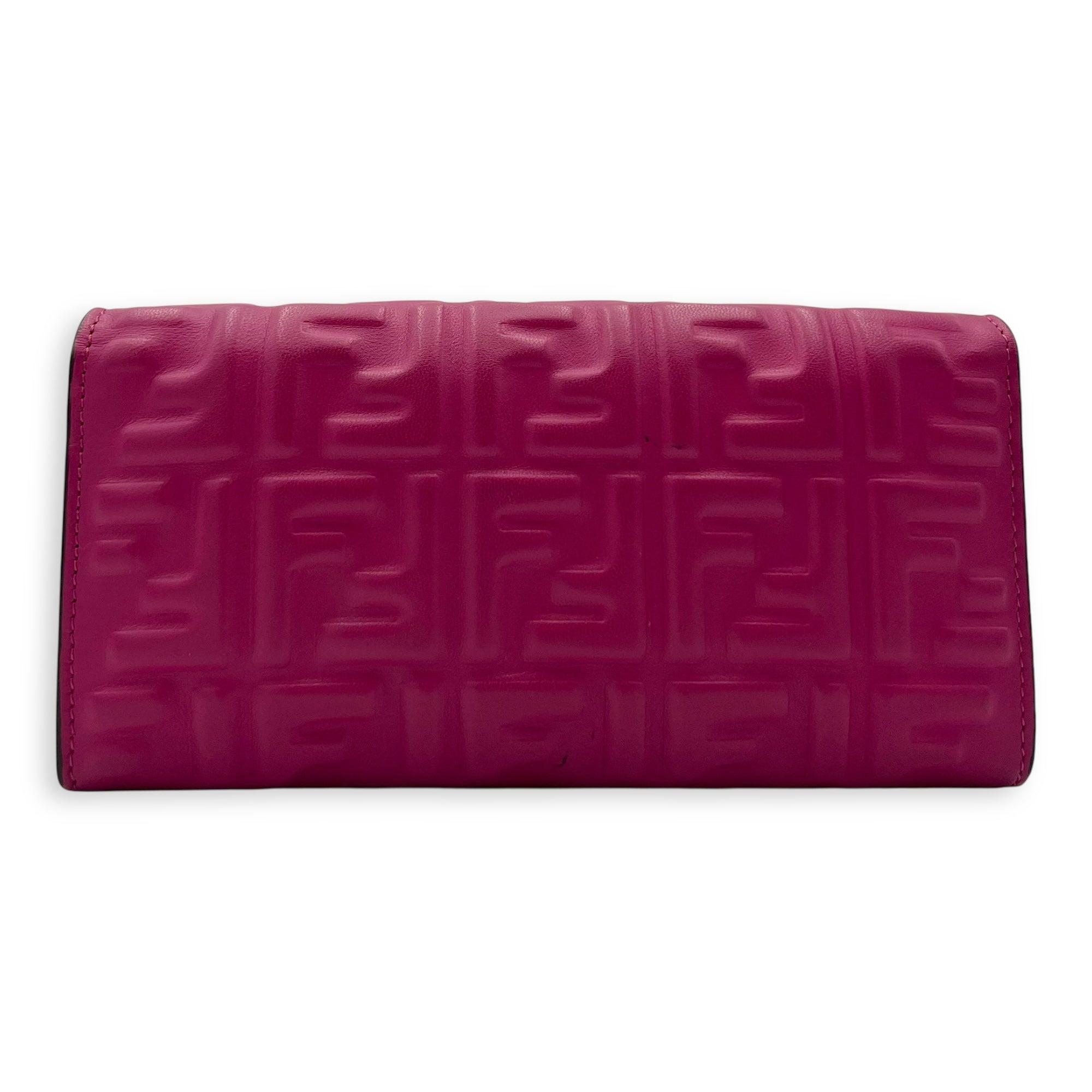 Baguette Wallet On Chain Pink in Calfskin, Gold hardware - Image 3
