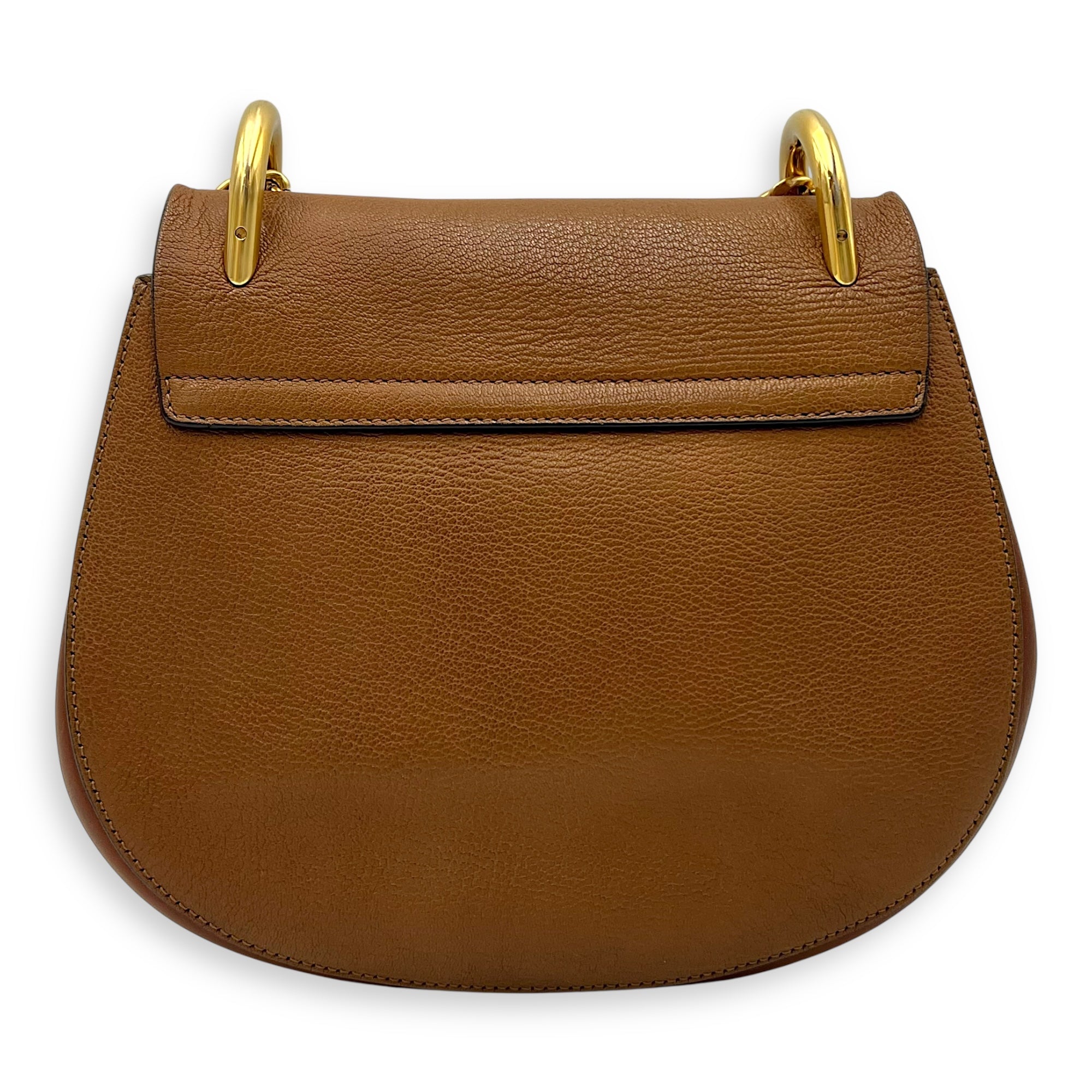 Drew Shoulder Bag Brown in Calfskin, Gold hardware - Image 3