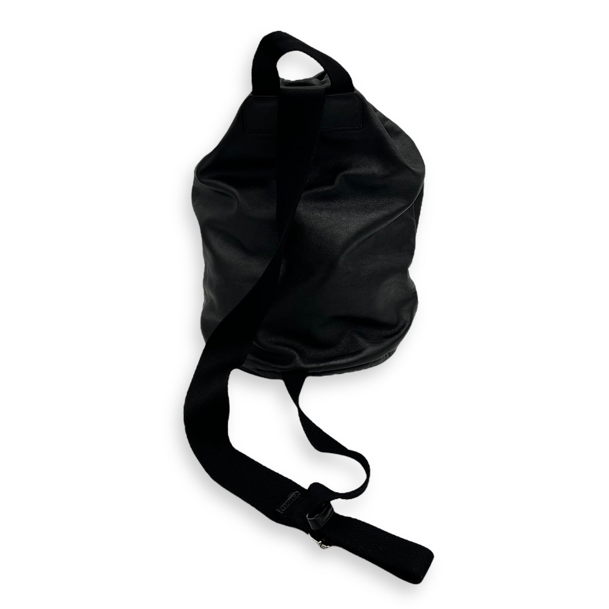 Logo Backpack Black in Calfskin, Silver hardware - Image 3