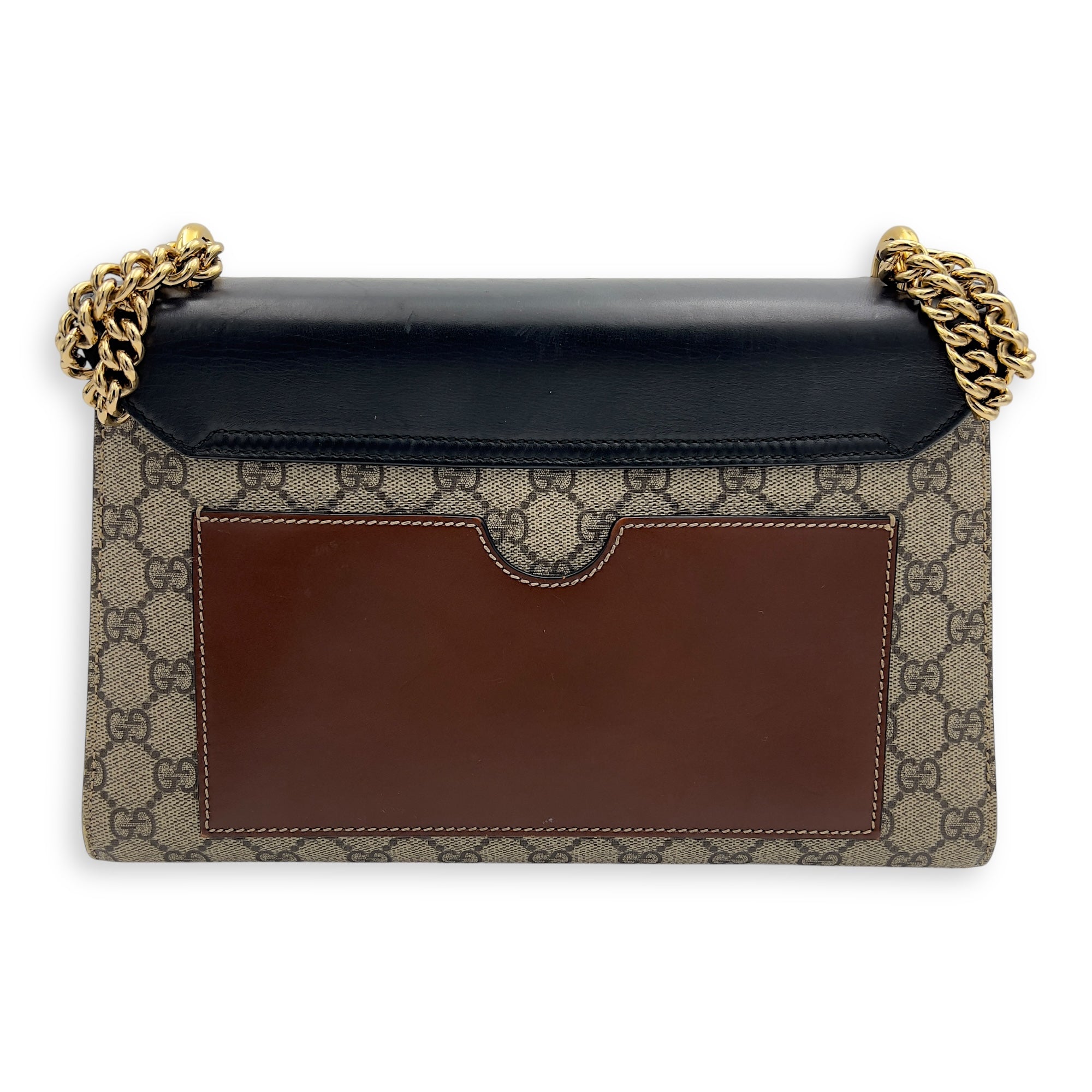 Padlock Shoulder Bag Brown in Coated Canvas, Gold hardware - Image 3