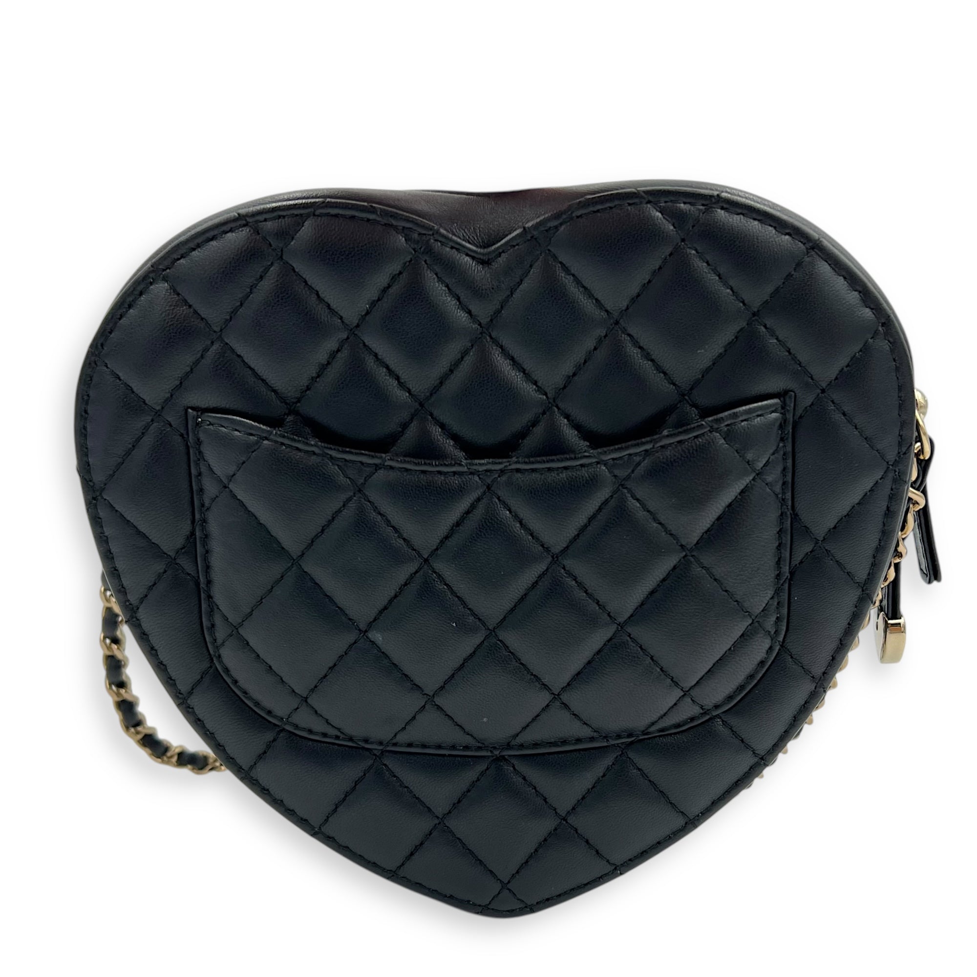 Heart Crossbody Bag Black in Lambskin, Gold hardware - Image 3