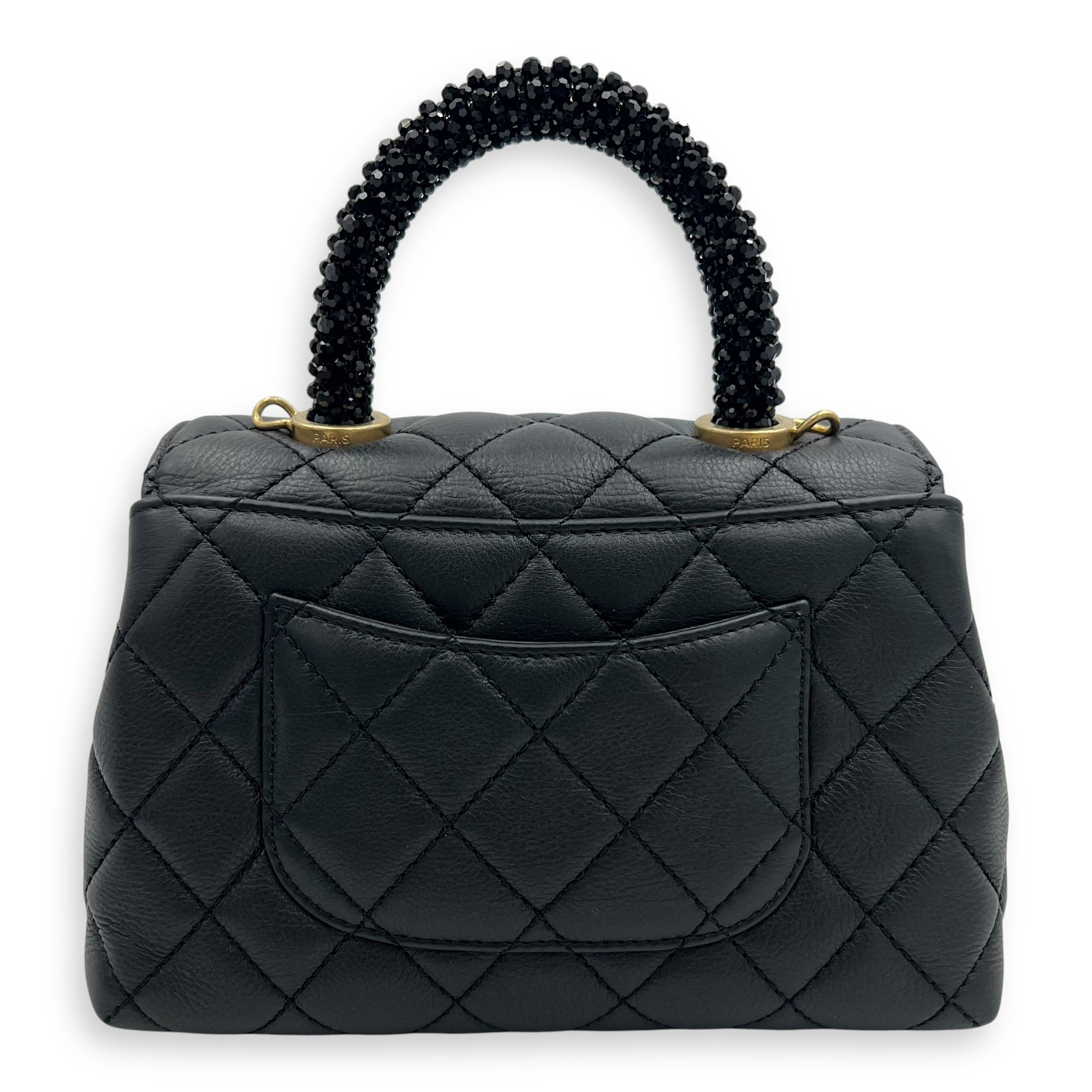Coco Top Handle Bag Mini Black in Calfskin, Gold hardware - Image 3