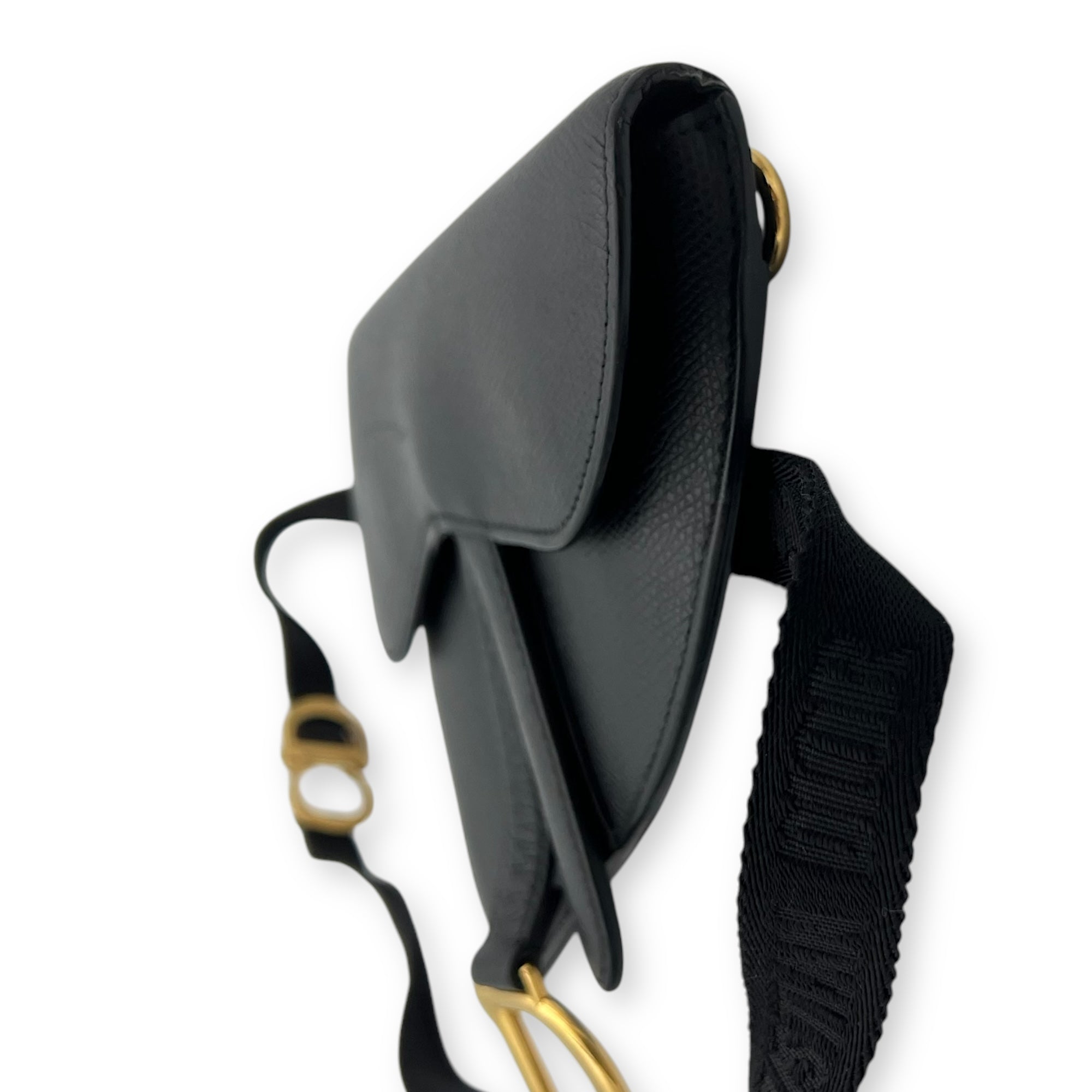 Saddle Belt Bag Black in Calfskin, Gold hardware - Image 4