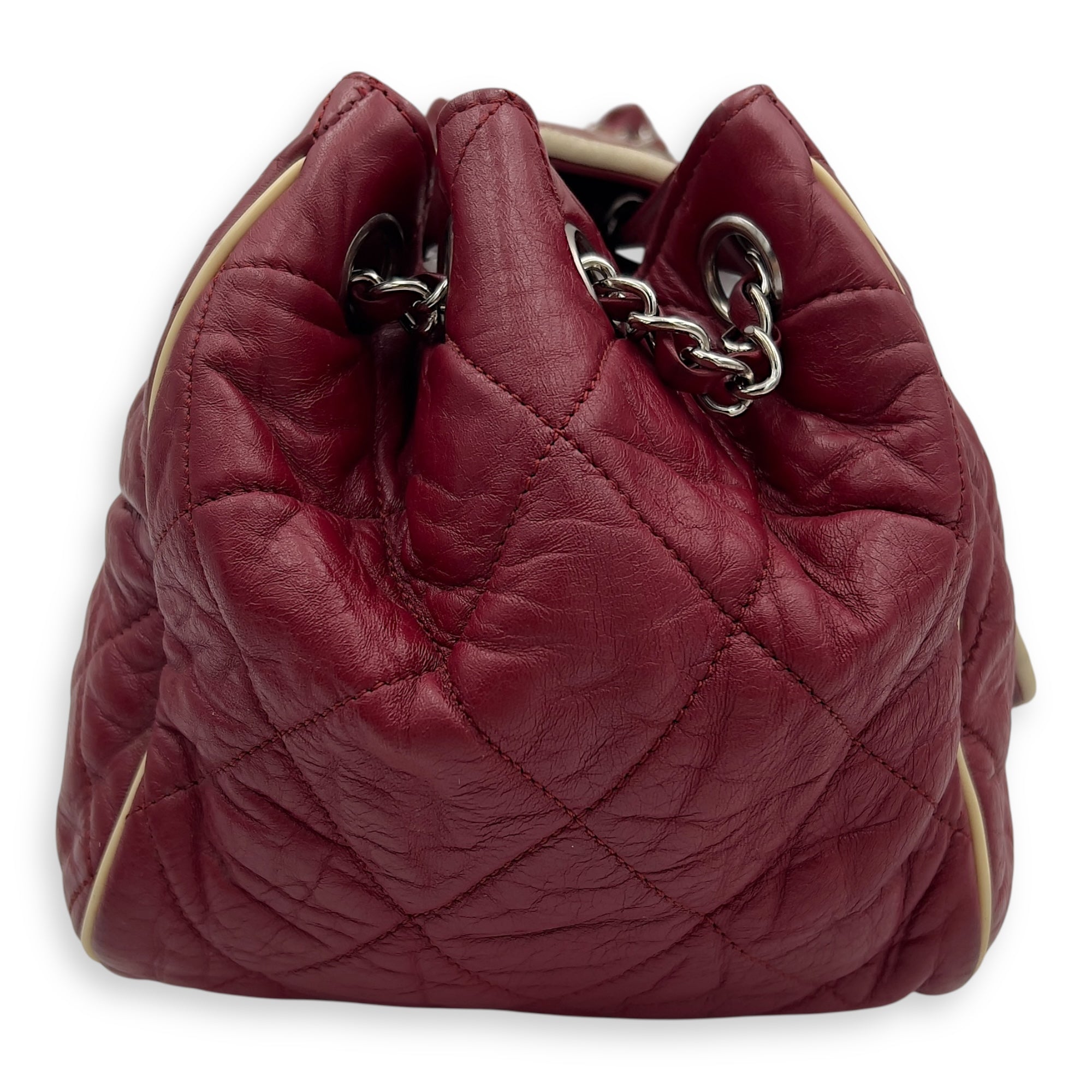 East West Shoulder Bag Red in Calfskin, Silver hardware - Image 7