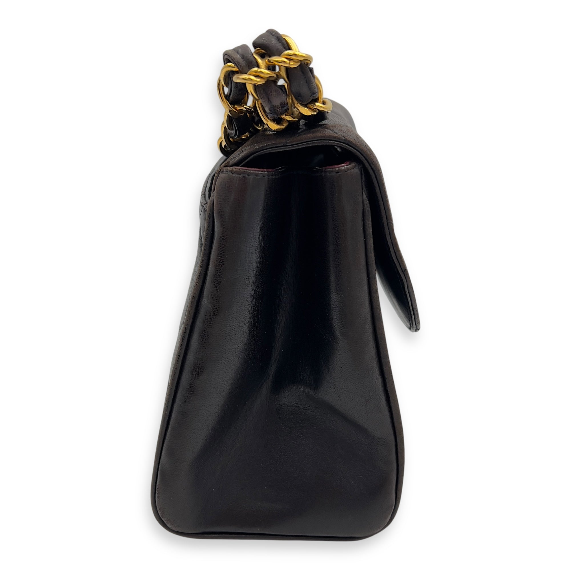 Vintage Quilted CC Top Handle Bag Brown in Lambskin, Gold hardware - Image 4