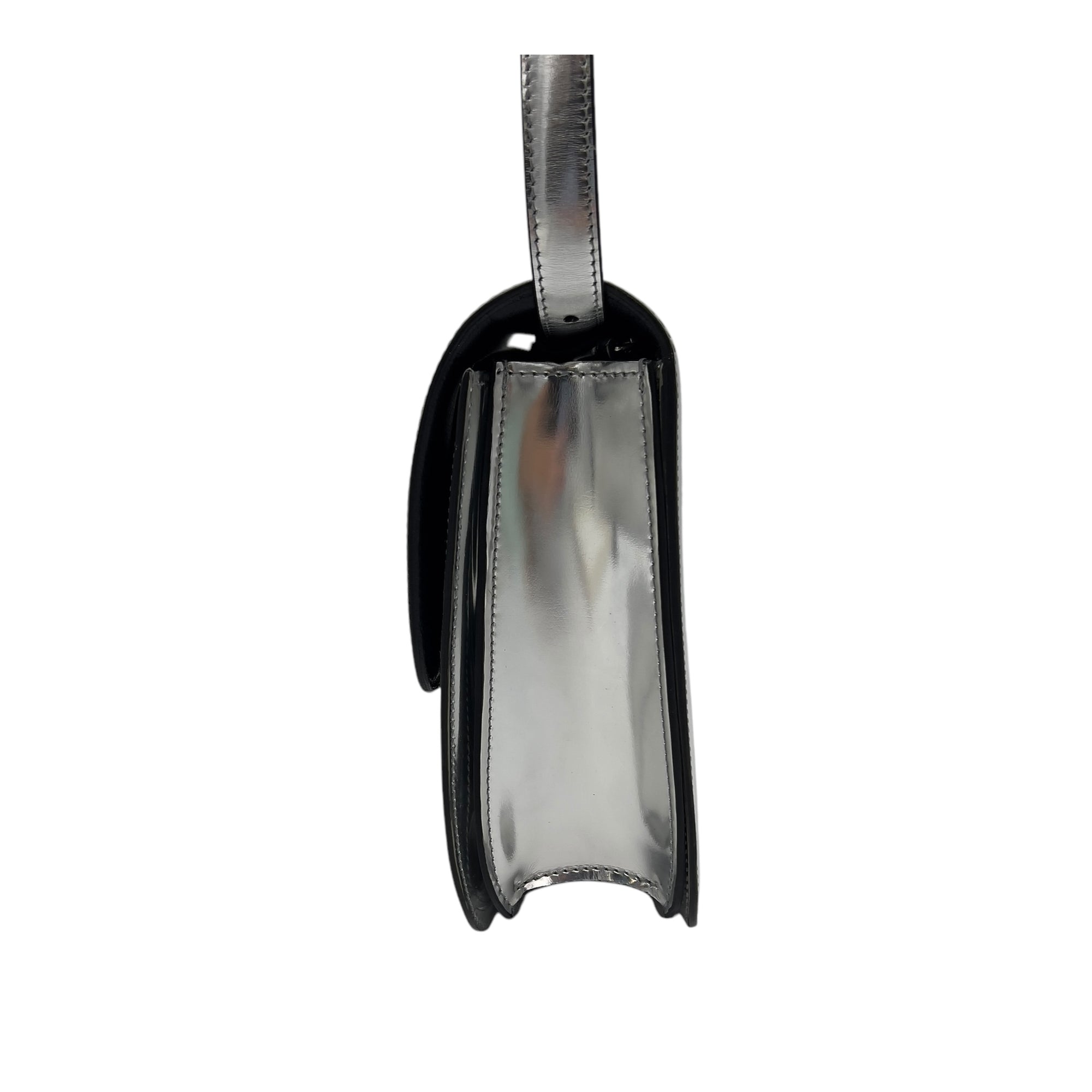 Box Medium Silver Shoulder Bag in Calfskin, Silver hardware - Image 5
