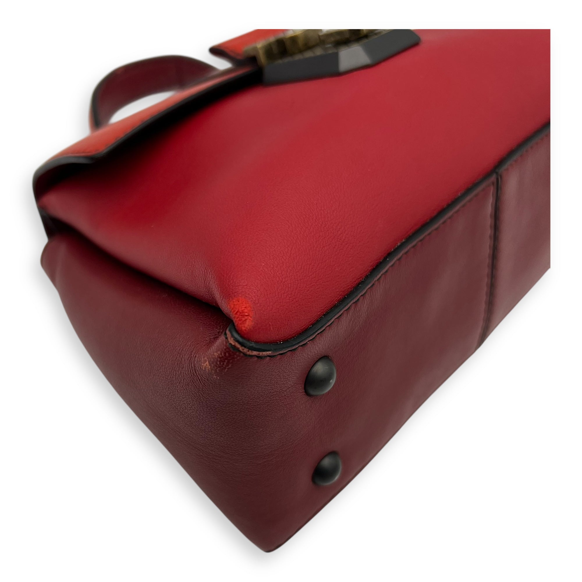 Piazza Top Handle Bag Red in Calfskin, Ruthenium hardware - Image 11