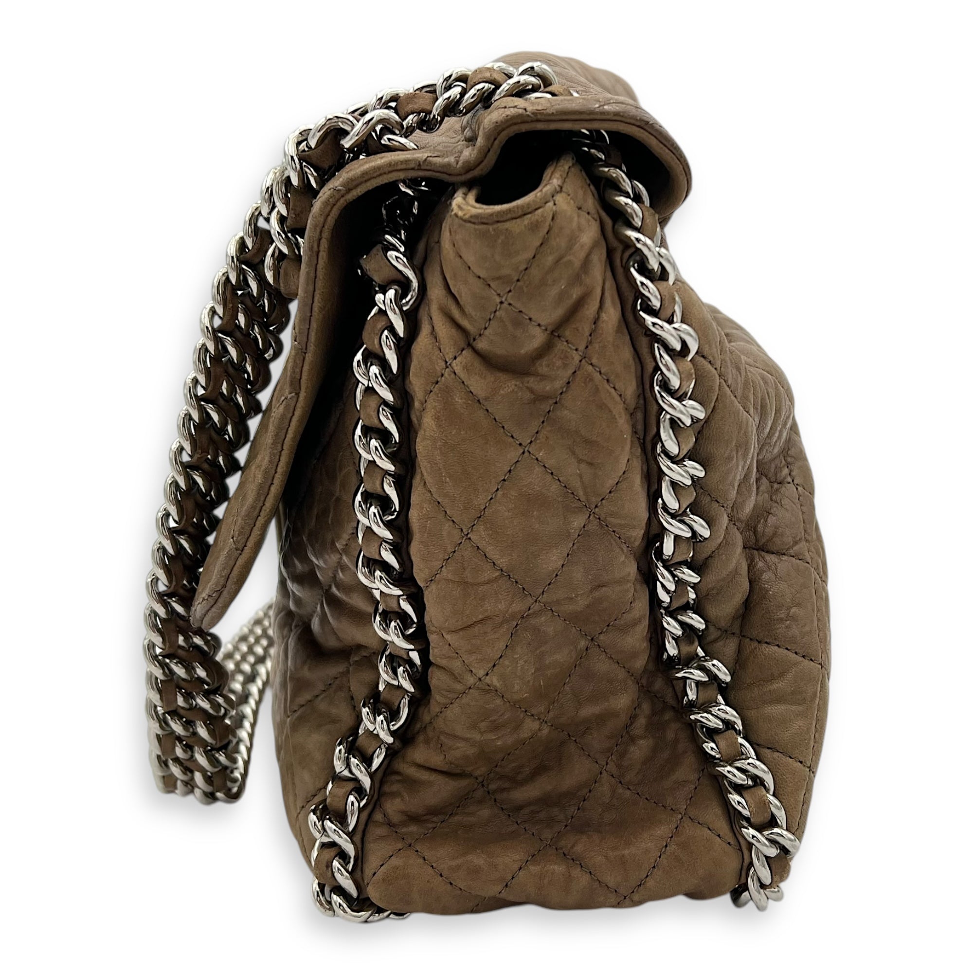 CC Shoulder Bag Brown in Calfskin, Silver hardware - Image 5