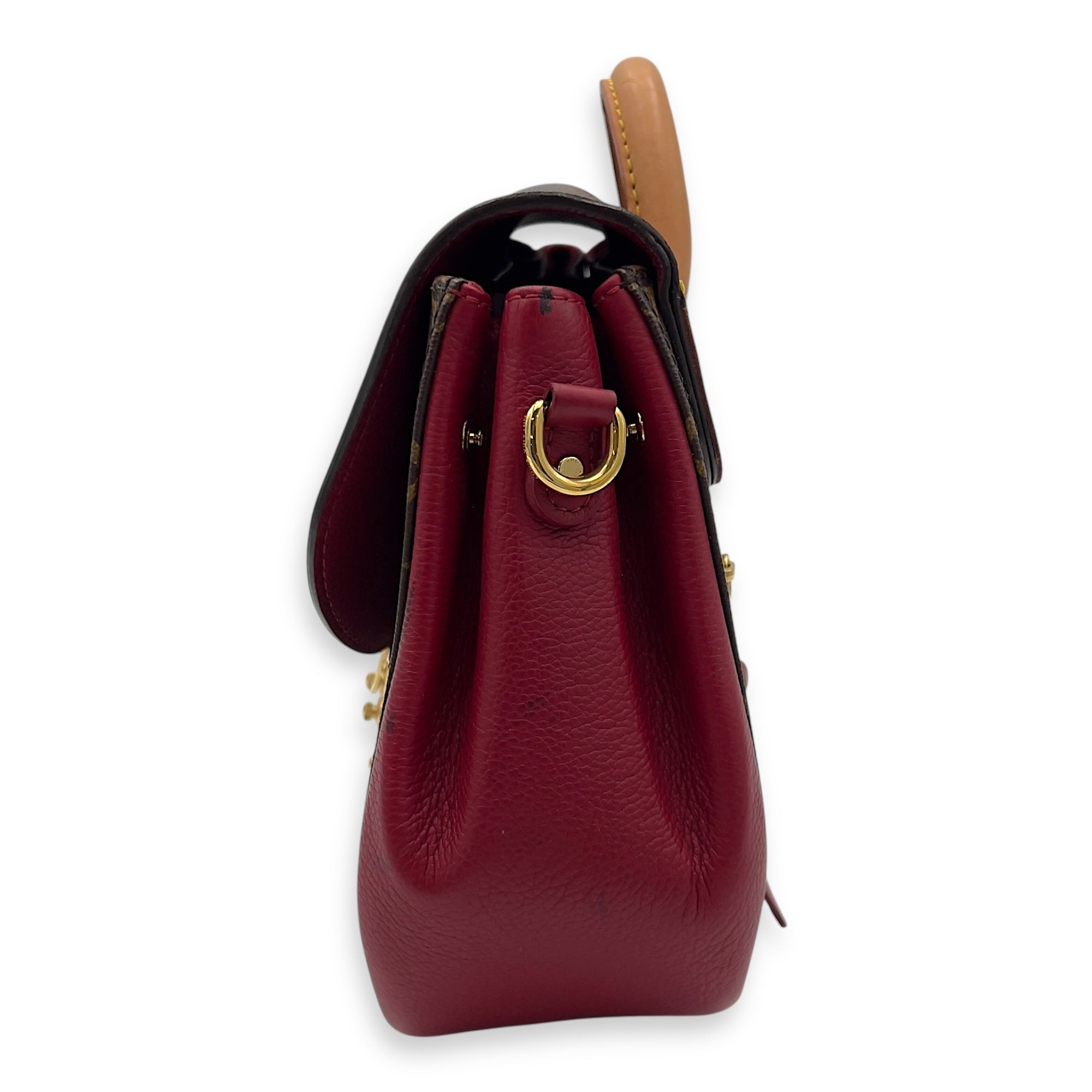 Eden Brown Top Handle Bag in Coated Canvas, Gold hardware - Image 5