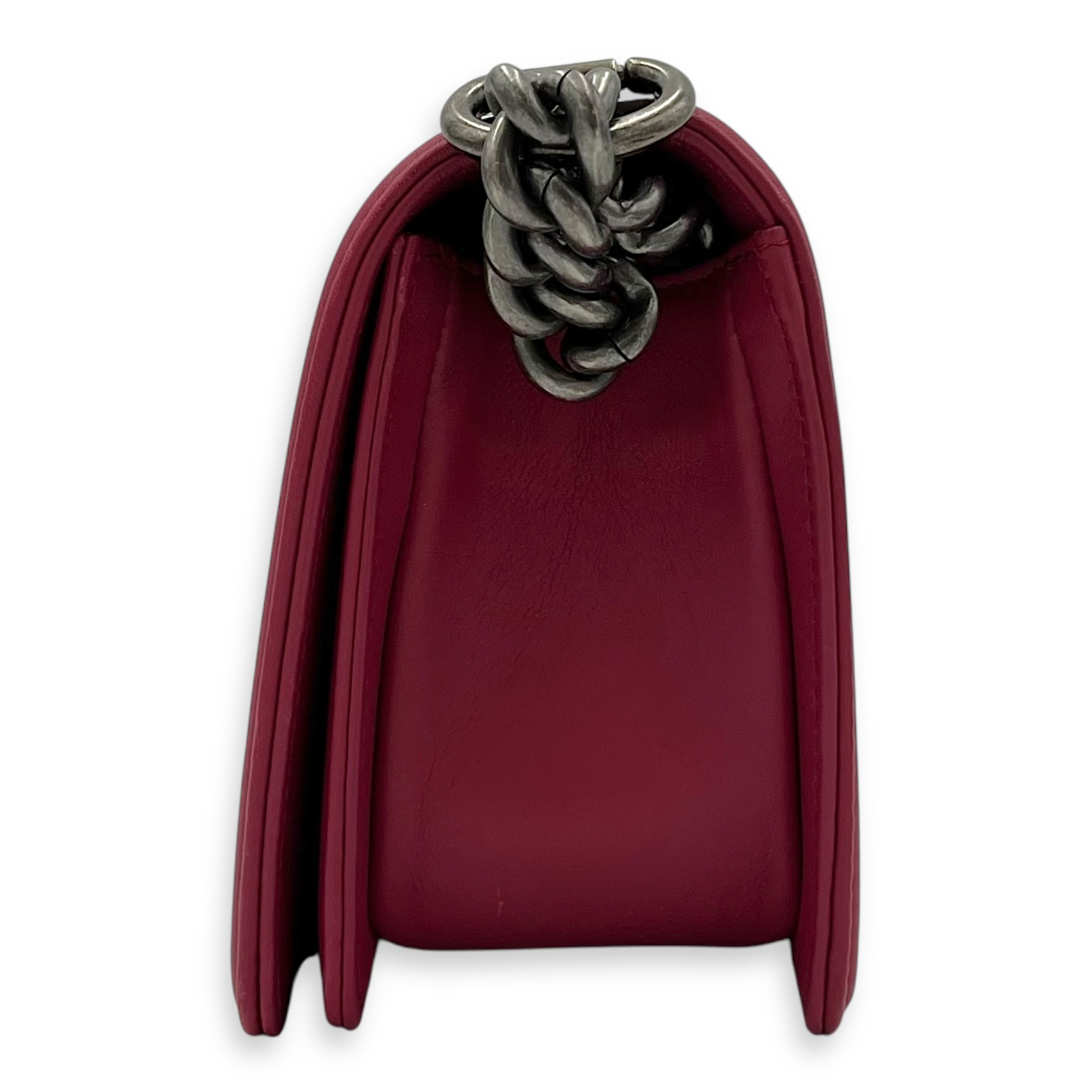 Boy Shoulder Bag Pink in Calfskin, Ruthenium hardware - Image 5