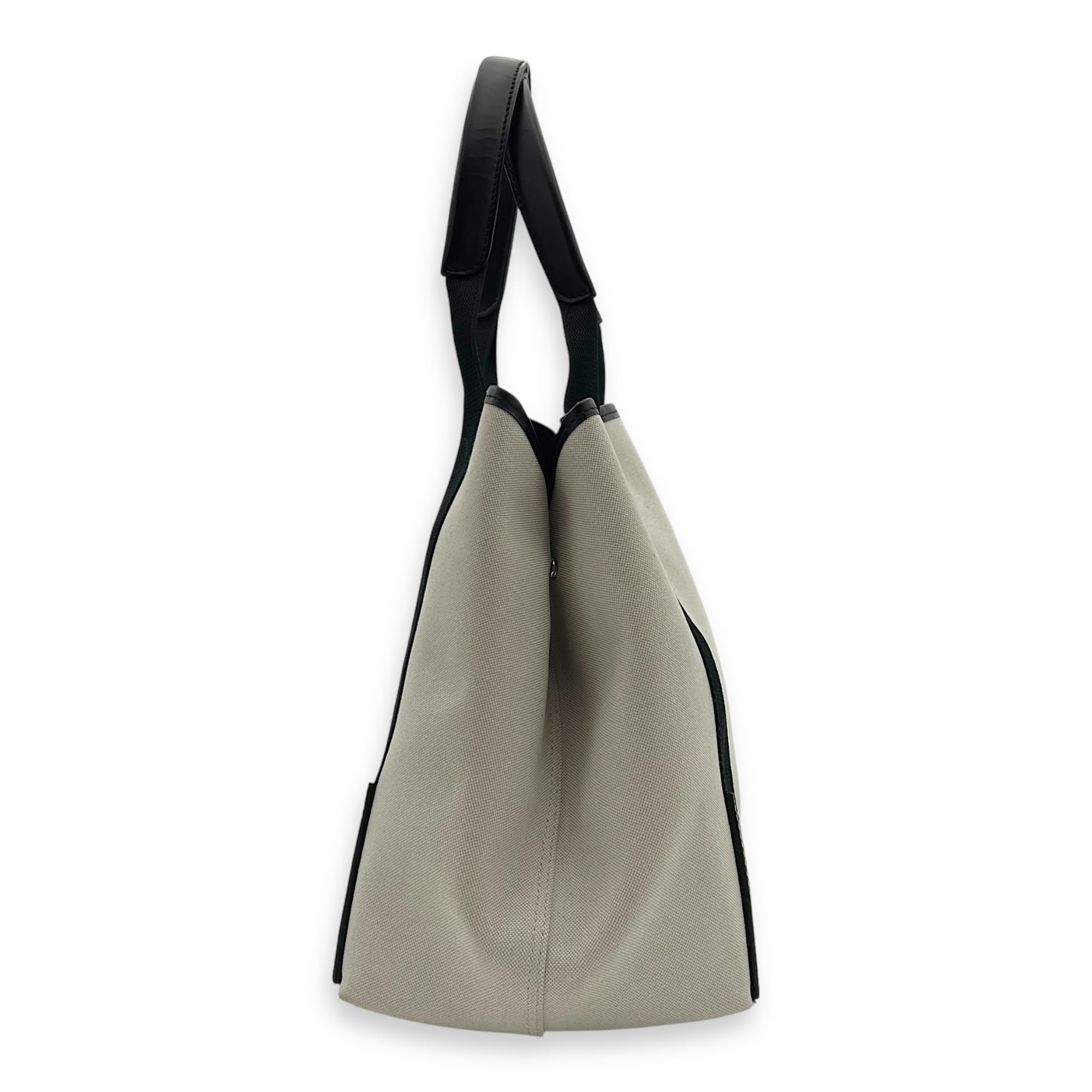 Cabas Tote Bag Medium White in Canvas, Silver hardware - Image 5