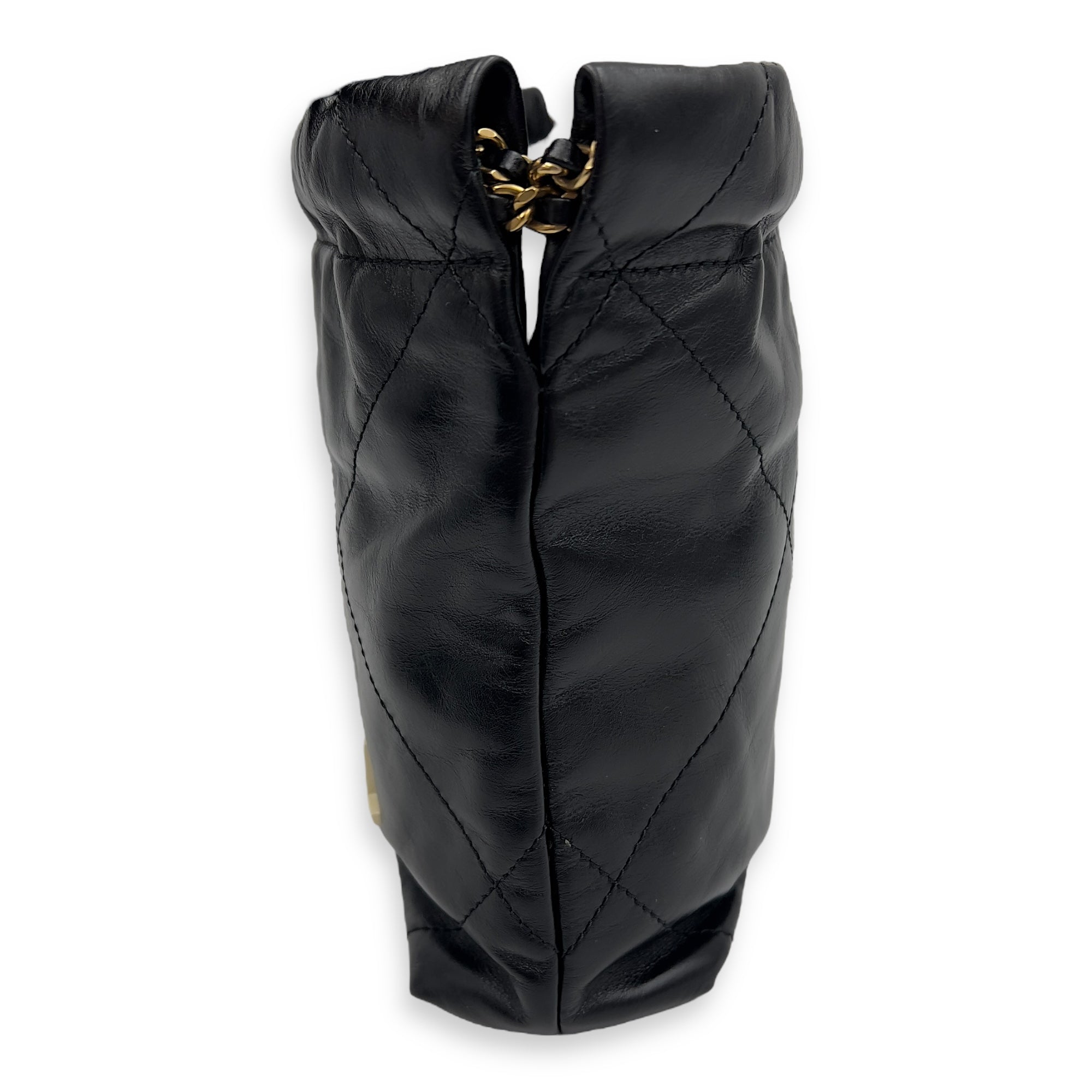 22 Tote Shoulder Bag Mini Black in Lambskin, Gold hardware - Image 14