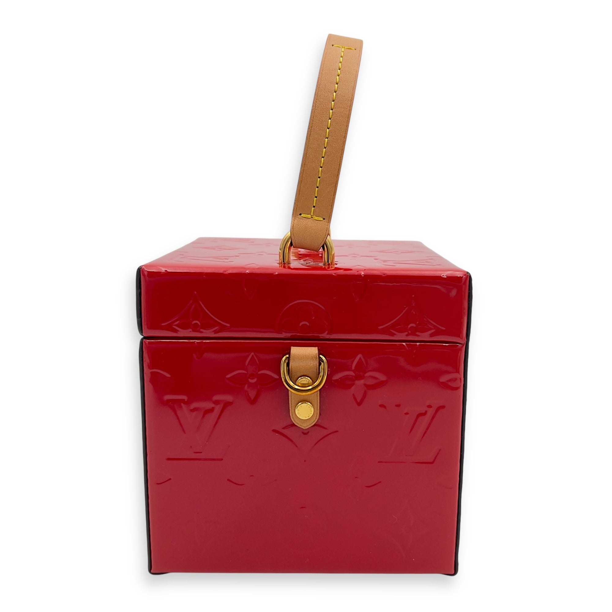 Bleecker Top Handle Bag Red in Vernis, Gold hardware - Image 3