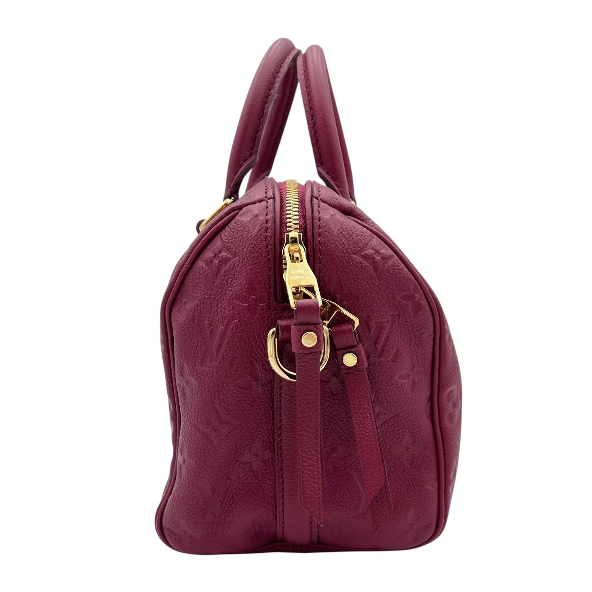 Speedy Bandouliere Top Handle Bag Red in Monogram Empreinte Leather, Gold hardware - Image 5