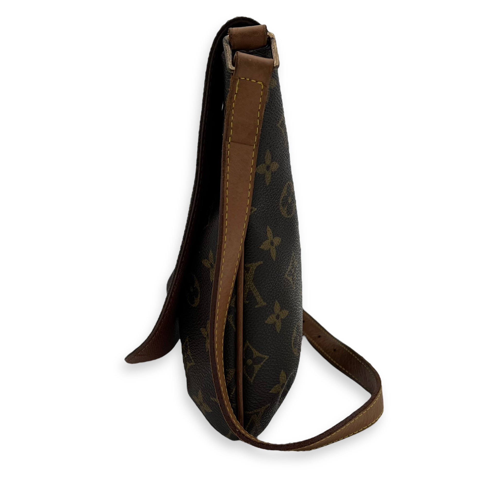 Musette Salsa Brown Crossbody Bag in Monogram Coated Canvas, Gold hardware - Image 5