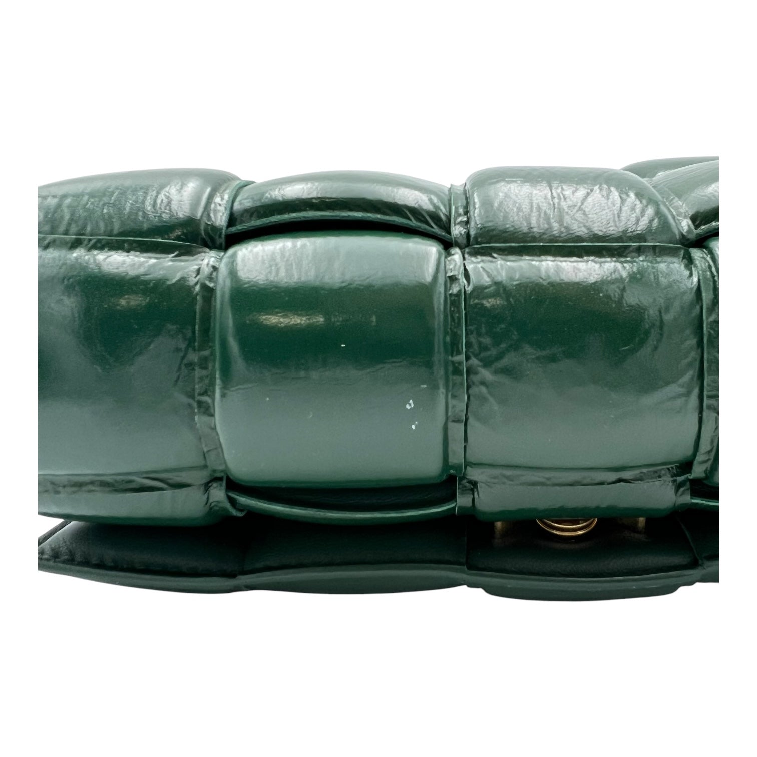Cassette Shoulder Bag Green in Patent Leather, Gold hardware - Image 6