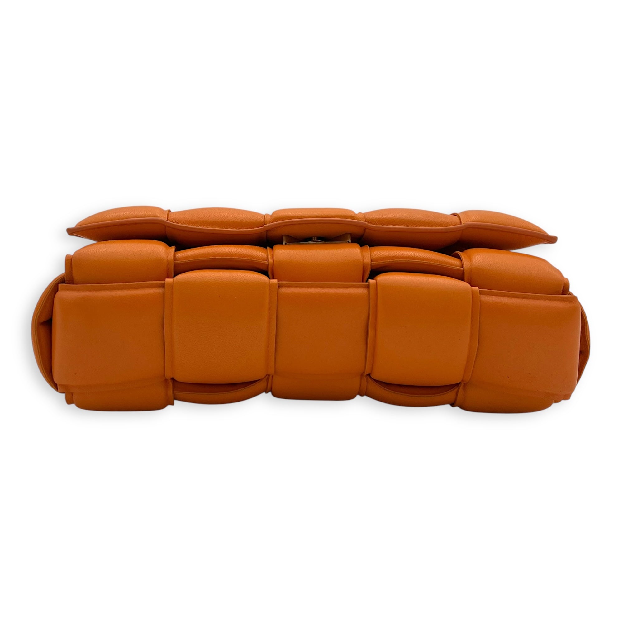 Cassette Shoulder Bag Orange in Lambskin, Gold hardware - Image 6