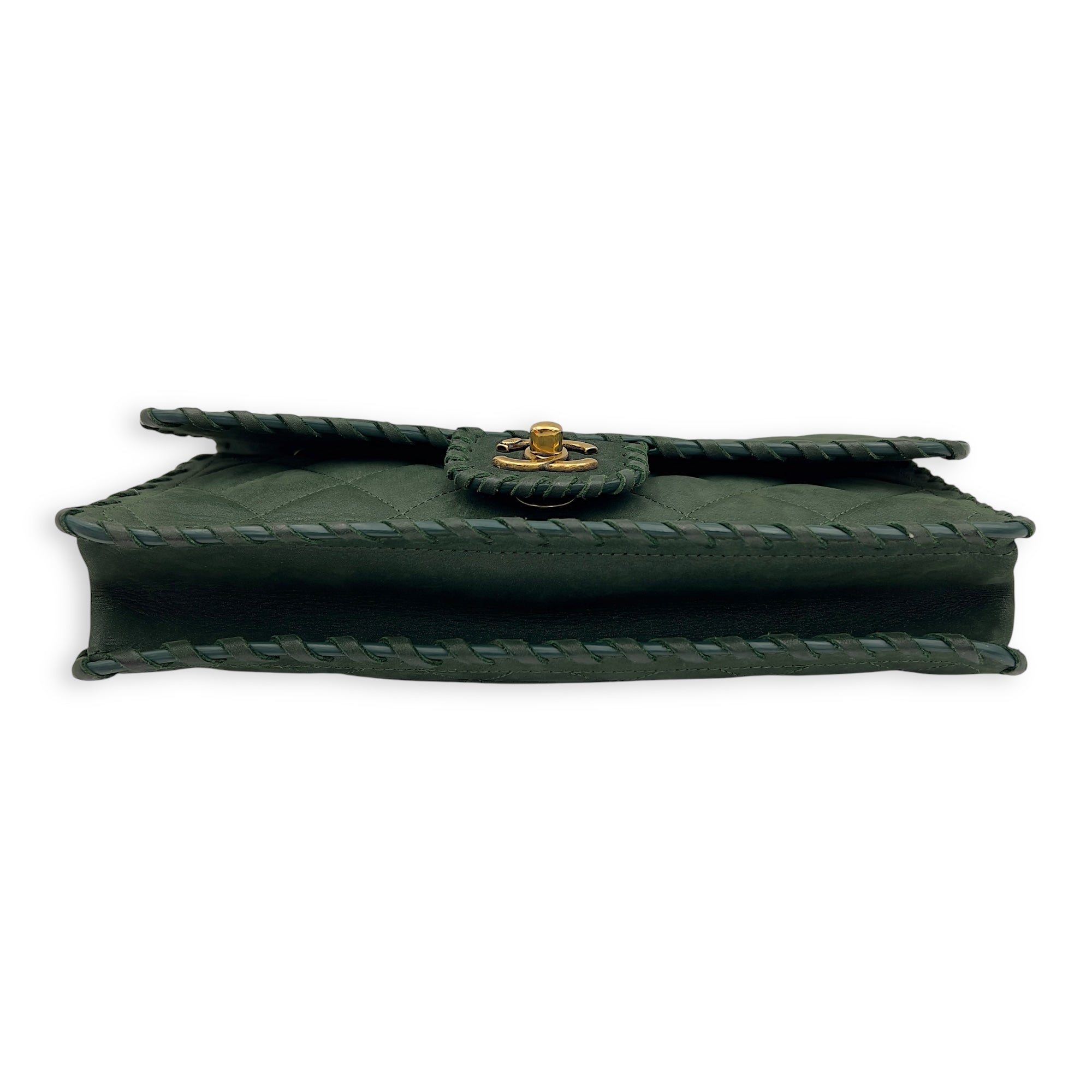 Happy Stitch Green Shoulder Bag in Calfskin, Gold hardware - Image 5