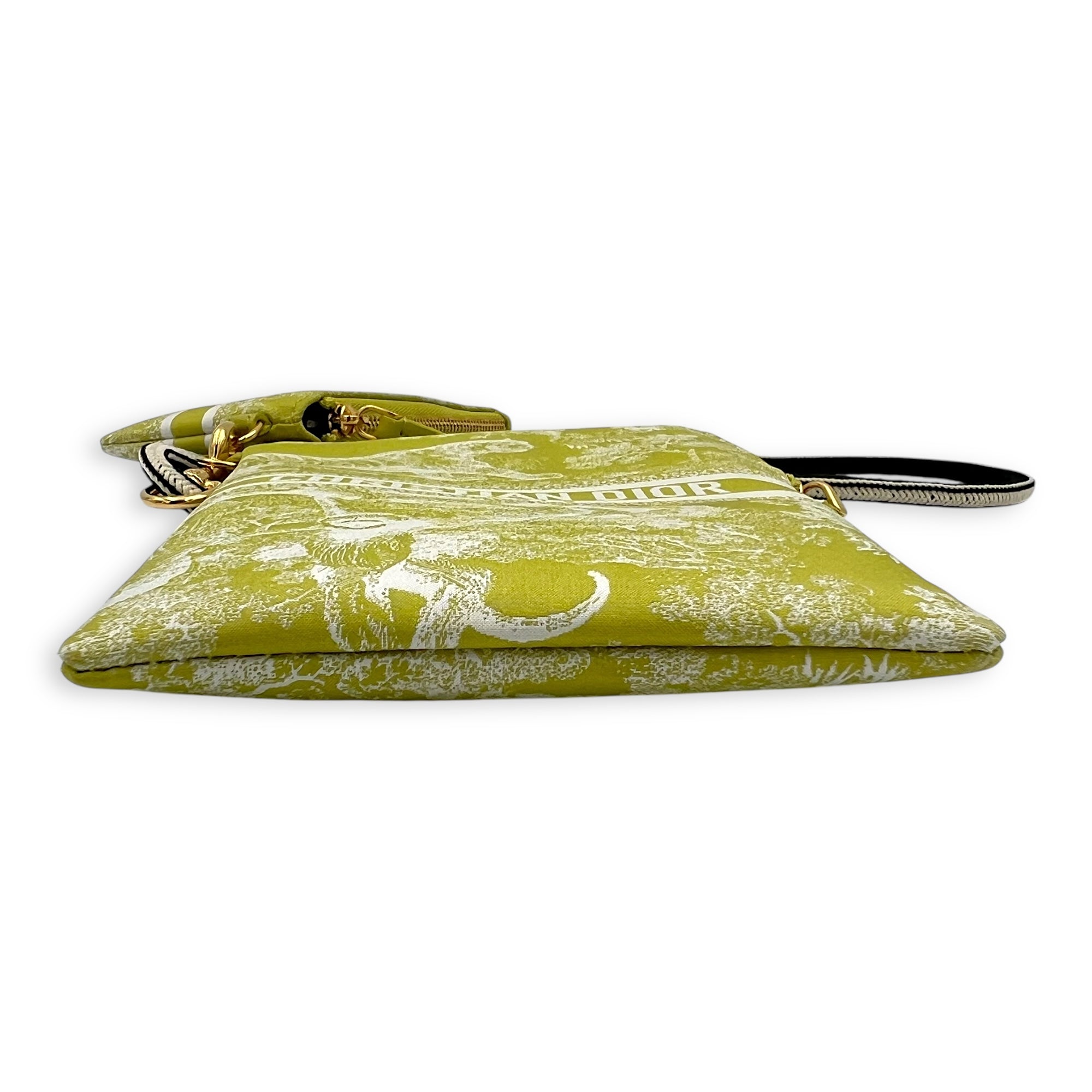 Travel Green Multifunctional Pouch in Calfskin, Gold hardware - Image 8