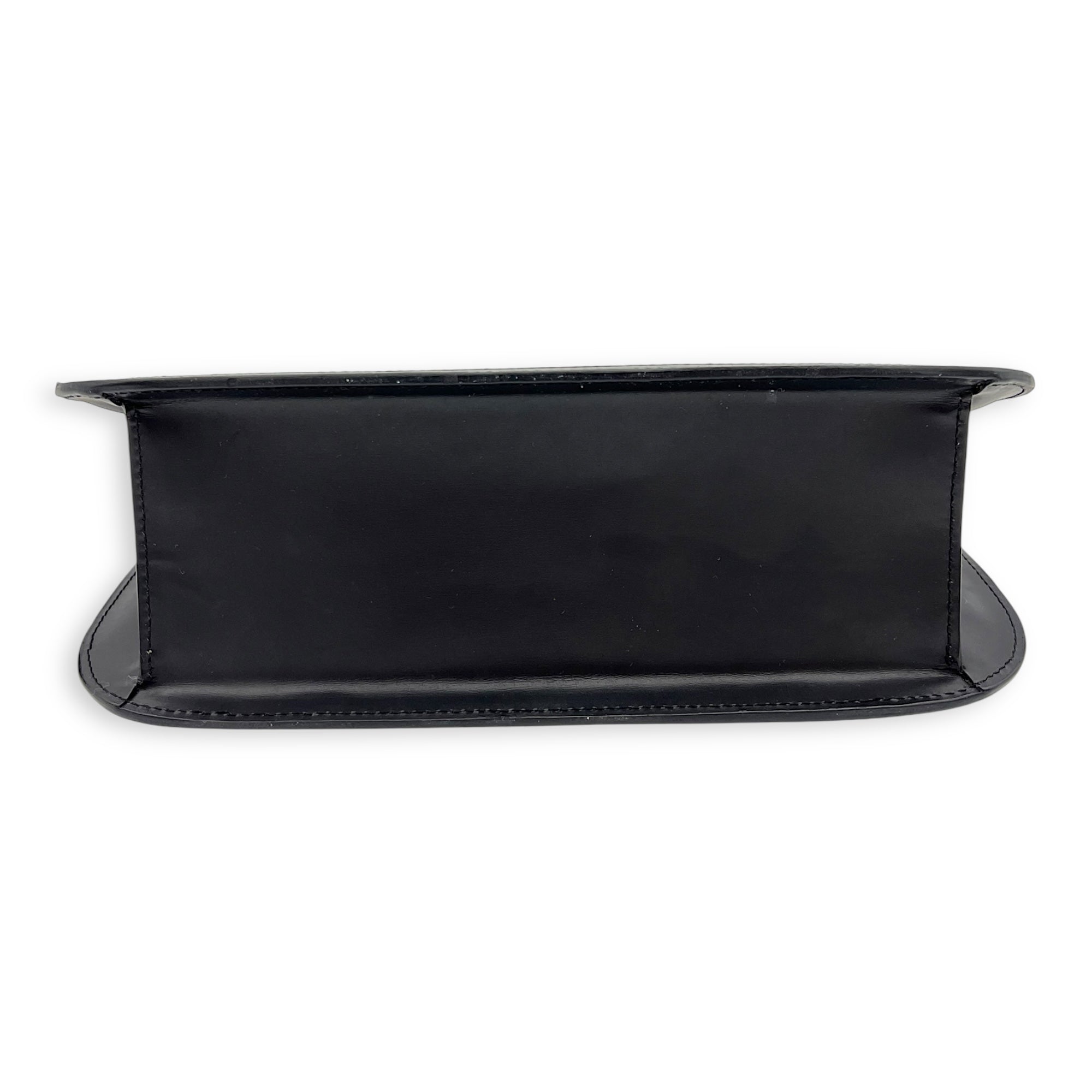 Vintage Top Handle Bag Black in Calfskin, Silver hardware - Image 6