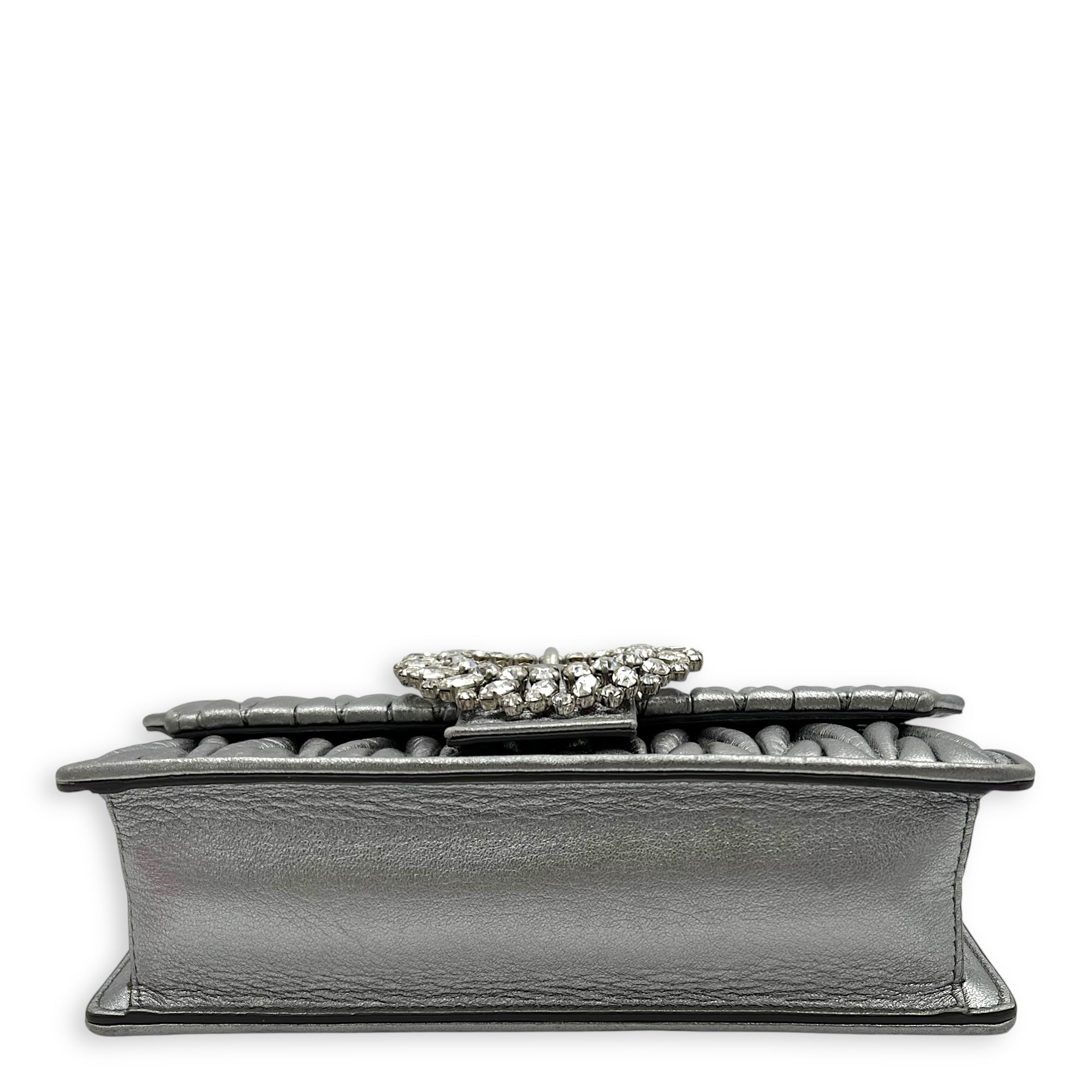 Matelassé Crossbody Bag Silver in Lambskin, Silver hardware - Image 6