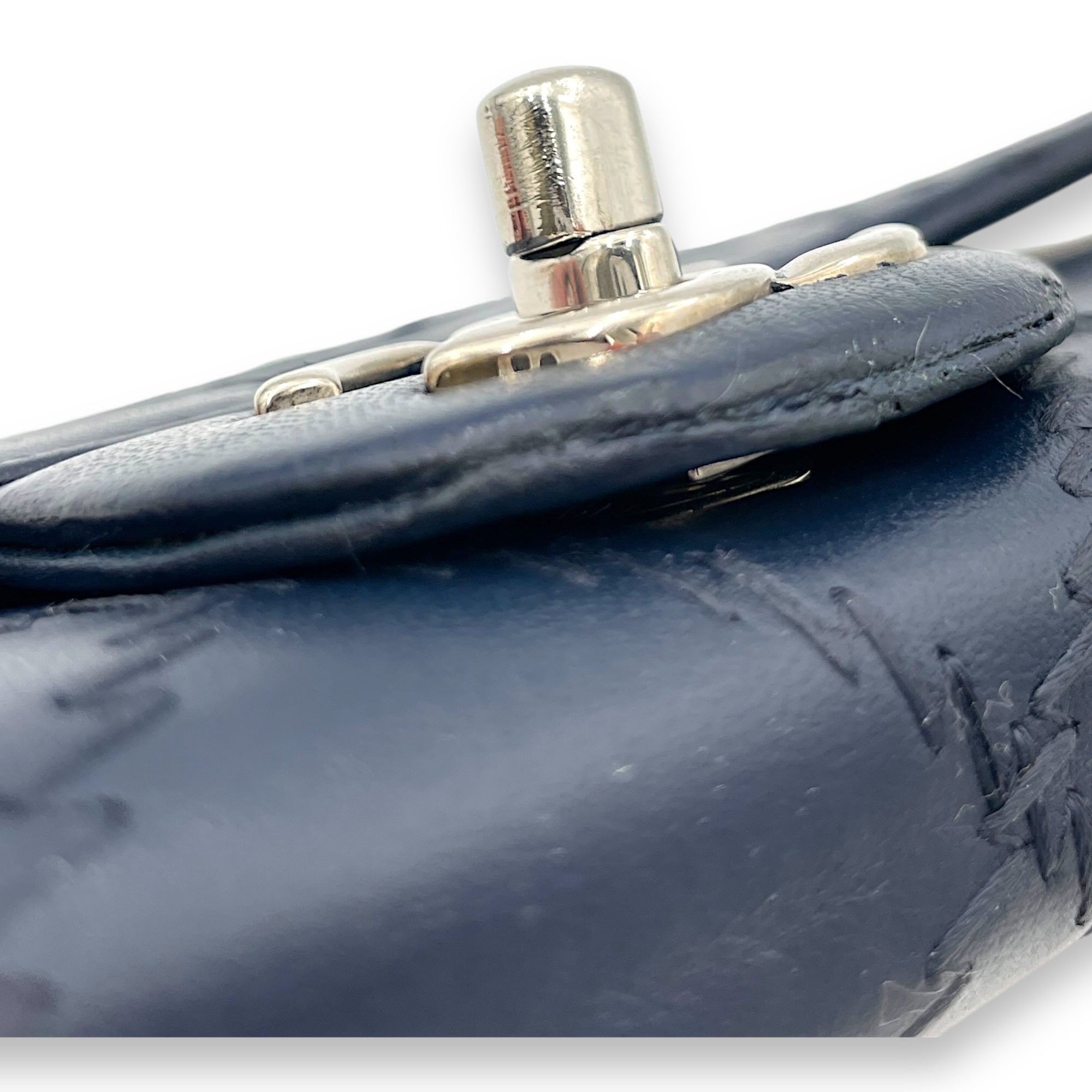 Ultimate Stitch Blue Wallet On Chain in Lambskin, Silver hardware - Image 7