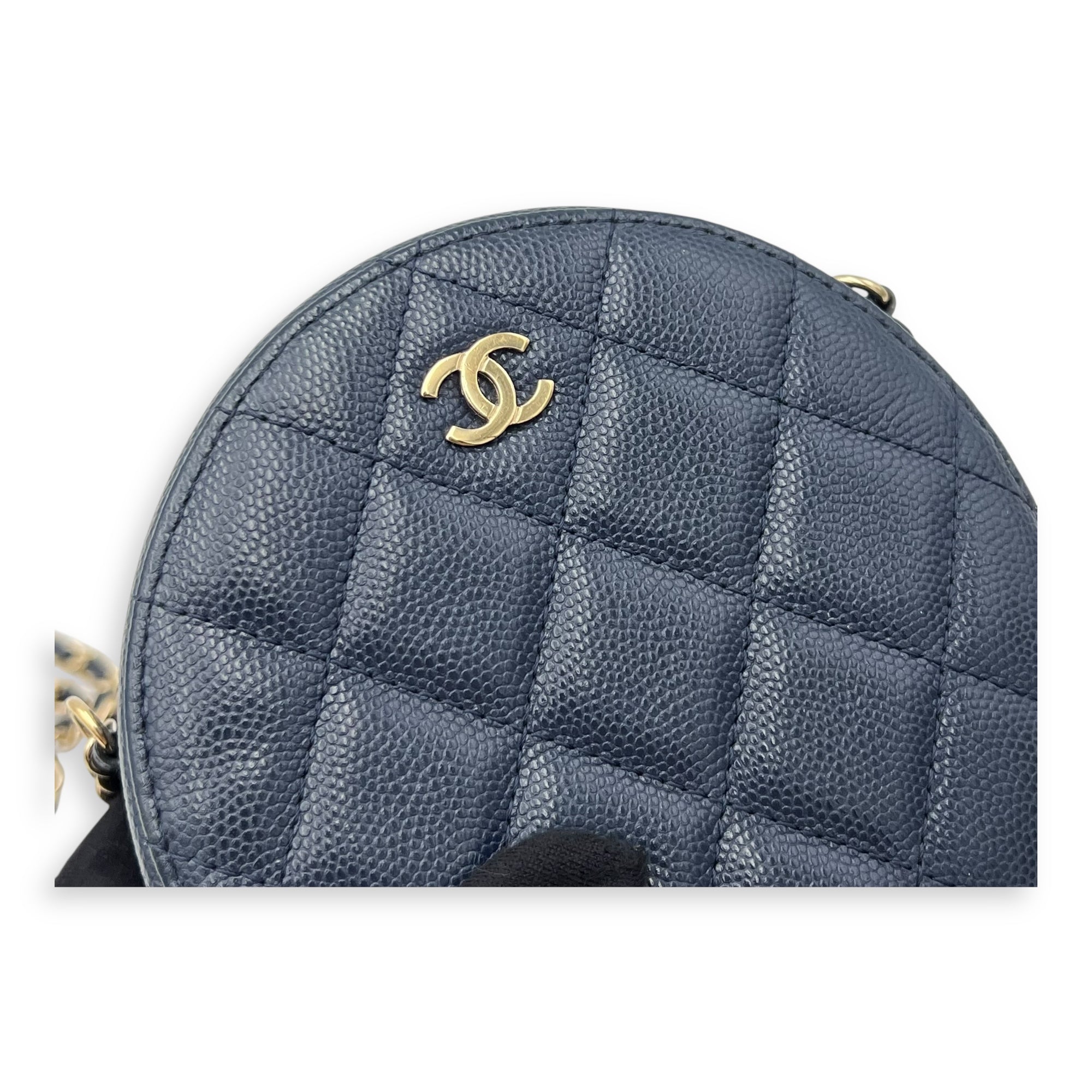 GHW mini round Crossbody Bag Mini Blue in Caviar Leather, Gold hardware - Image 7