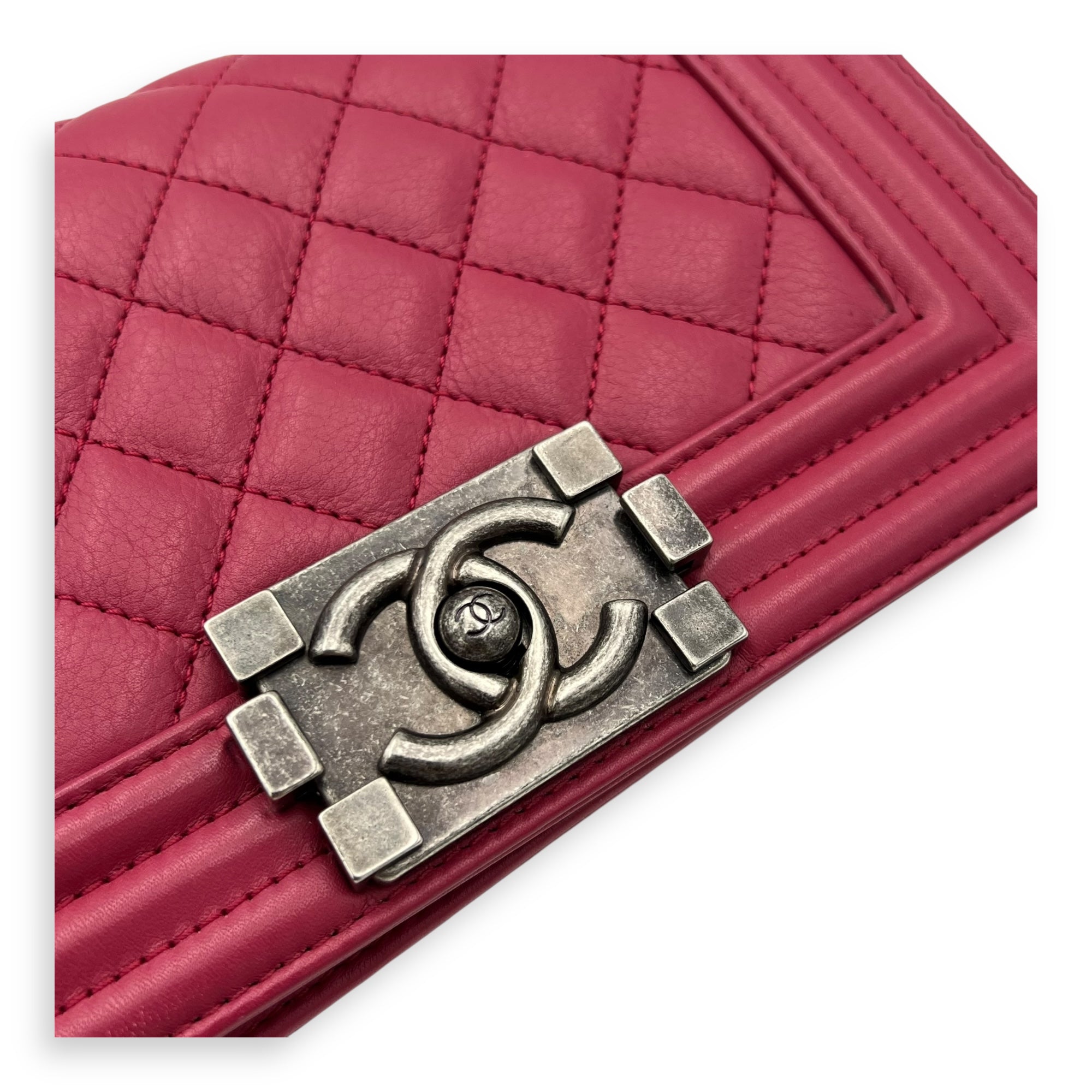 Boy Shoulder Bag Pink in Calfskin, Ruthenium hardware - Image 7