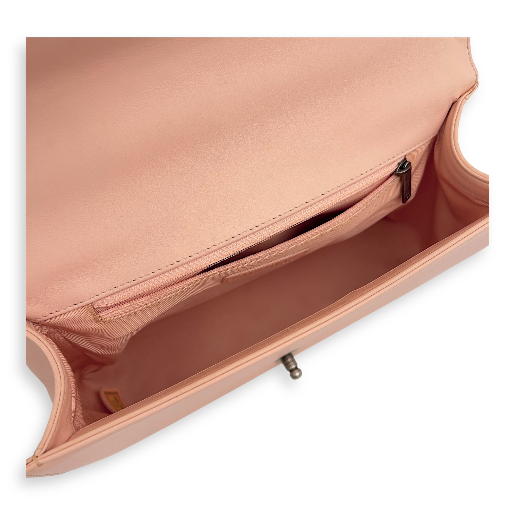 Boy Medium Pink Shoulder Bag in Calfskin, Ruthenium hardware - Image 7