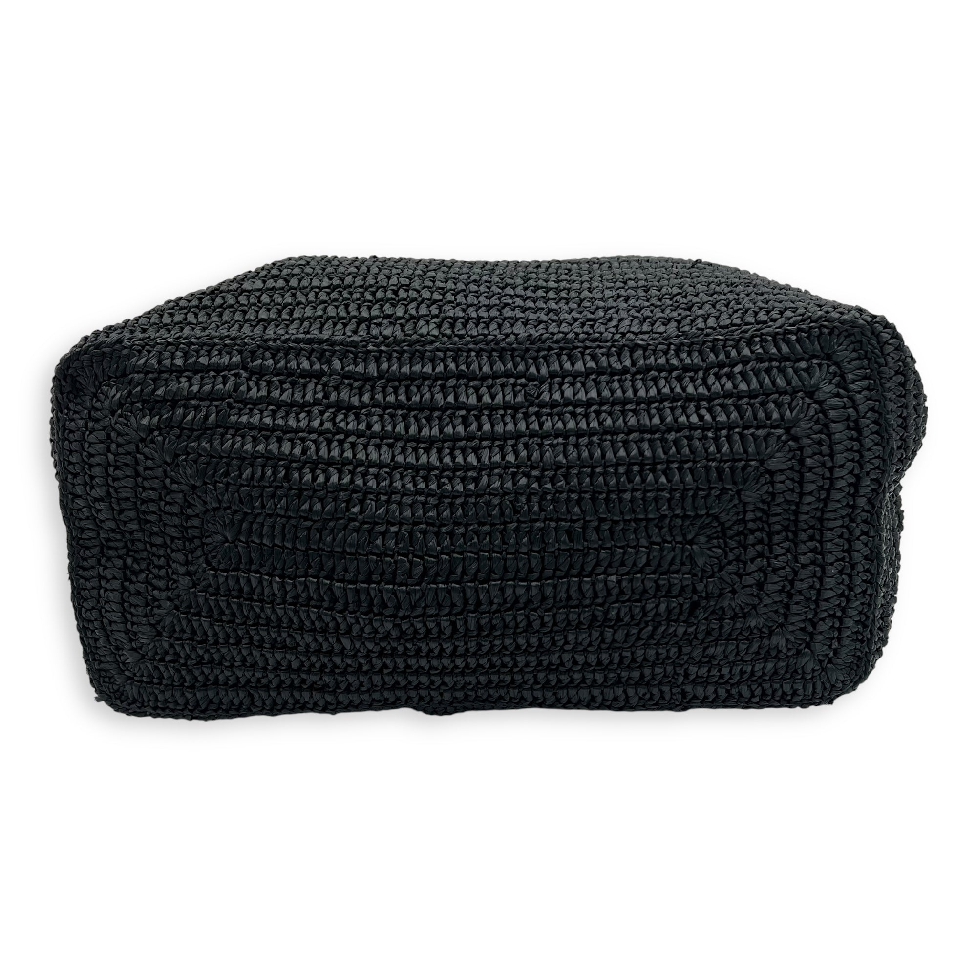 Le 5 A 7 Crossbody Bag Black in Raffia, Silver hardware - Image 7