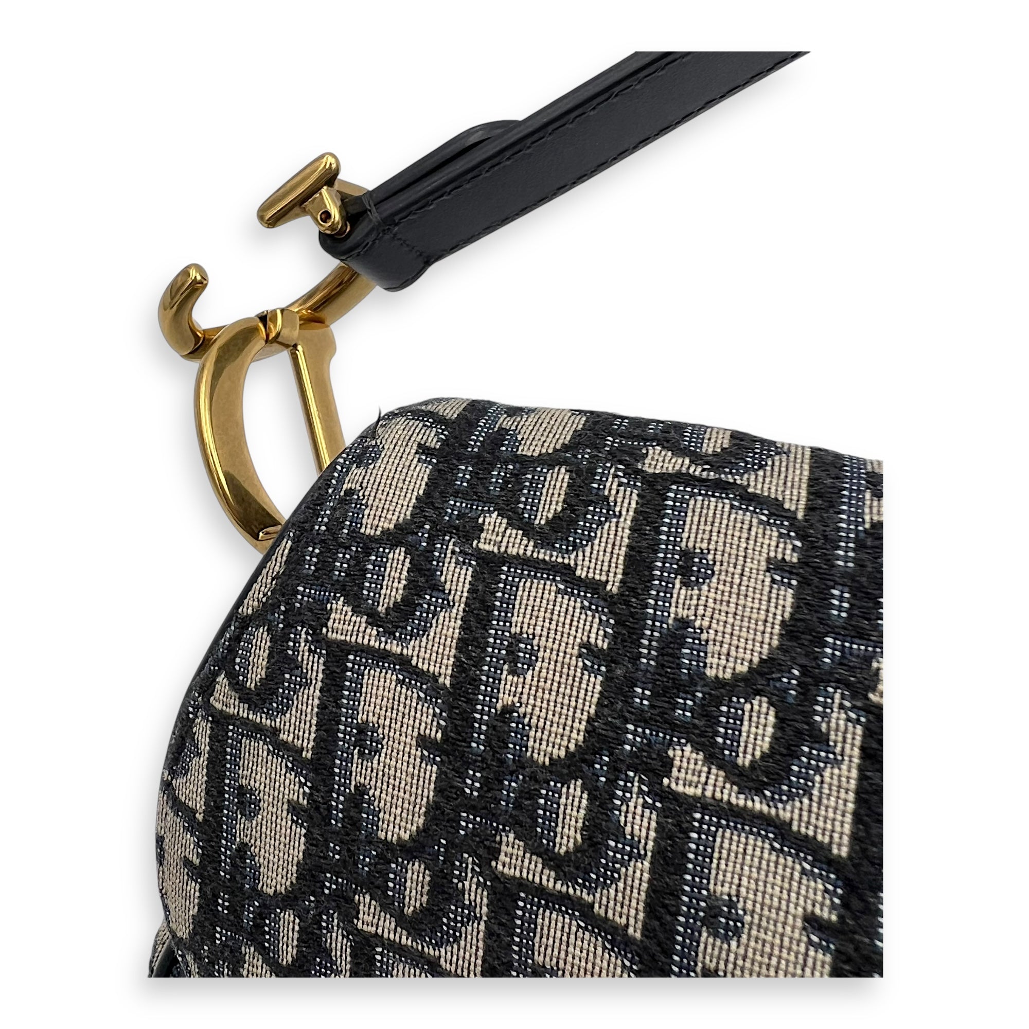Saddle Shoulder Bag Blue in Jacquard, Gold hardware - Image 9