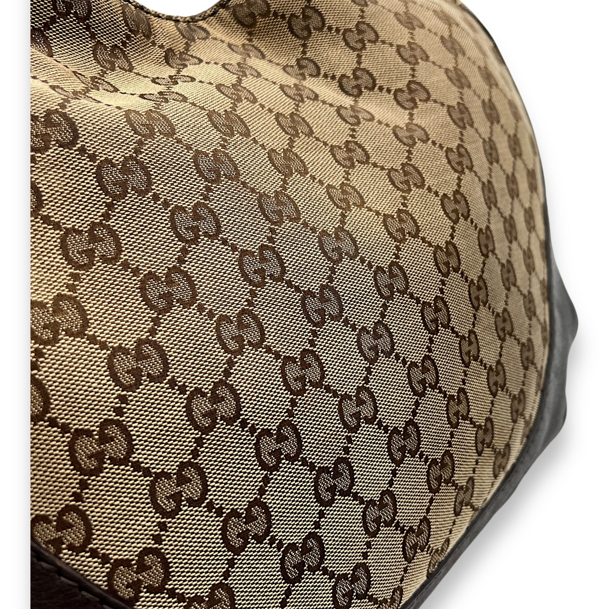 Shoulder Bag Brown in Jacquard, Light Gold hardware - Image 8