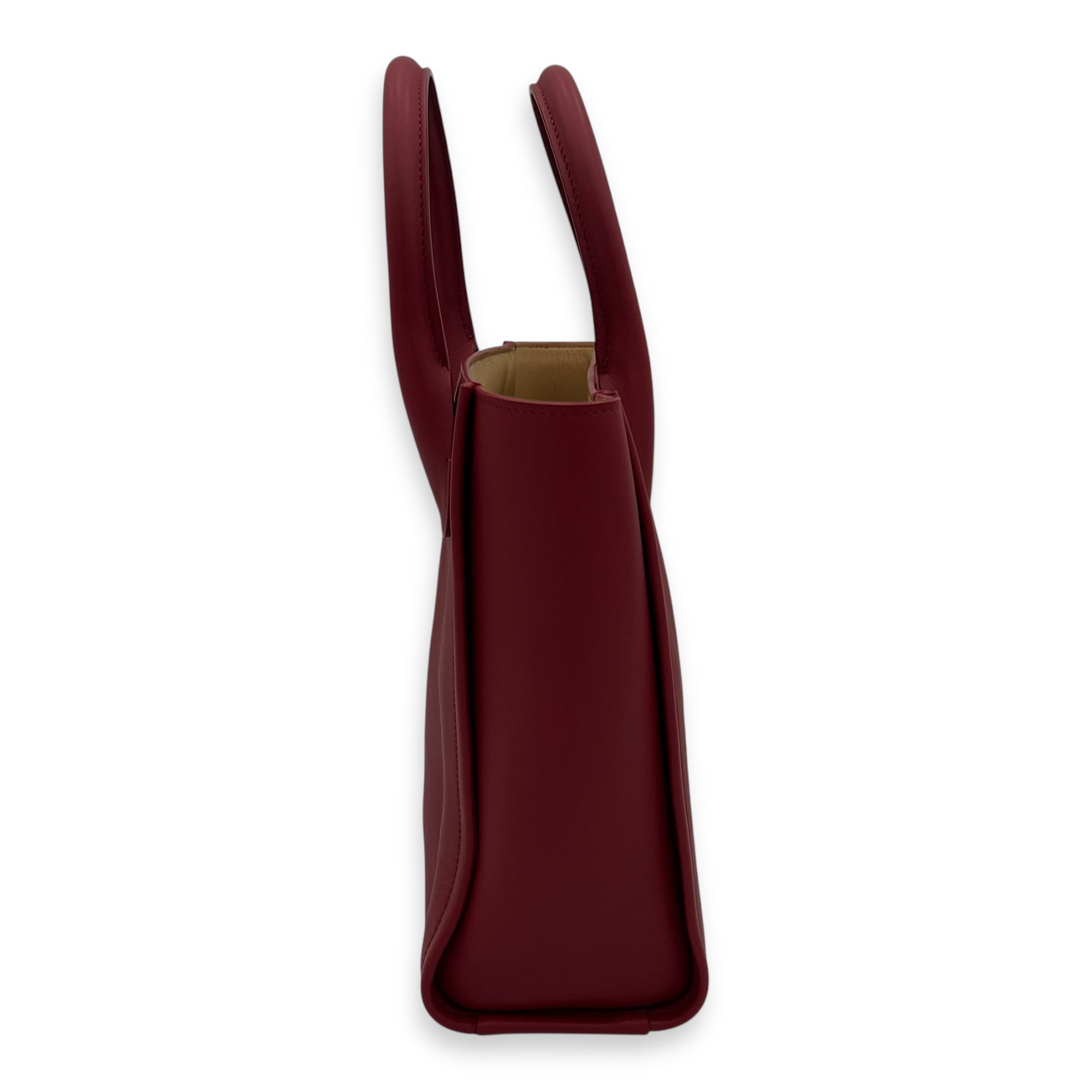 Joyce Red Top Handle Bag in Calfskin, Gold hardware - Image 4