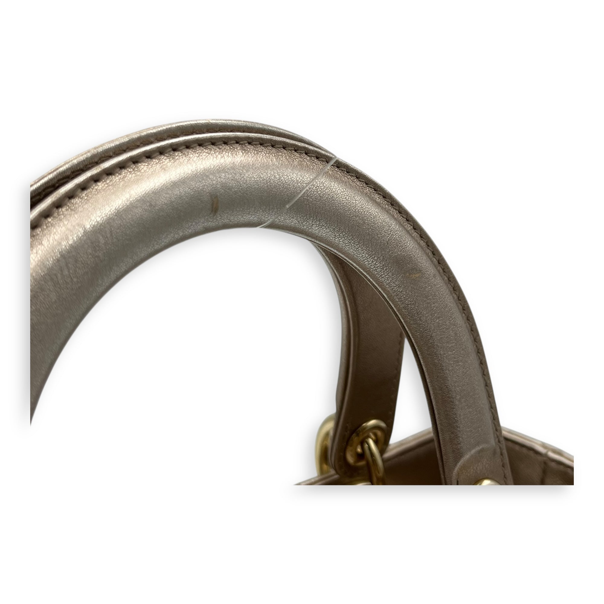 Lady Dior Medium Bronze Top Handle Bag in Lambskin, Gold hardware - Image 8